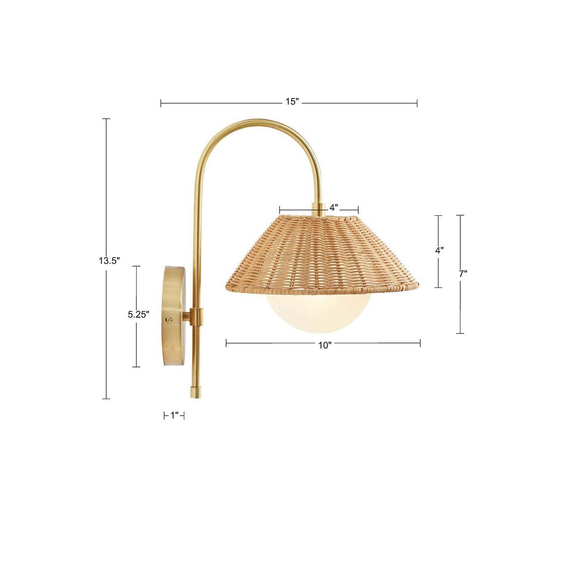 Colander Rattan Weave Wall Sconce with Iron Base