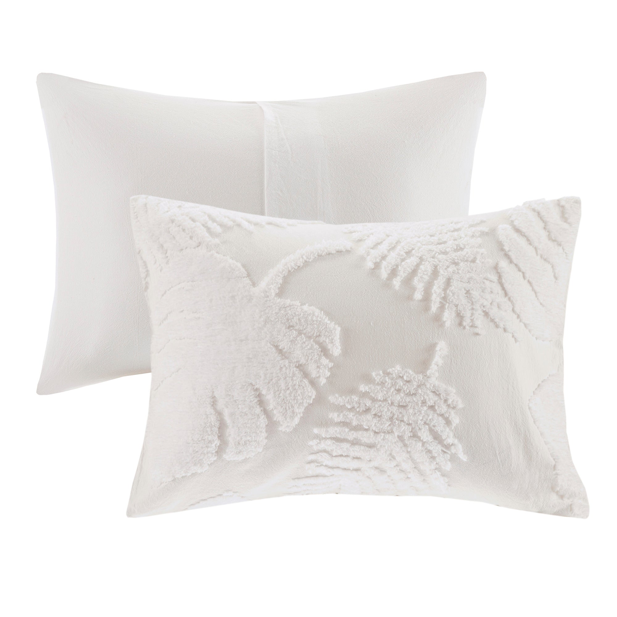 Bahari 3-Piece Tufted Cotton Chenille Palm Duvet Cover Set