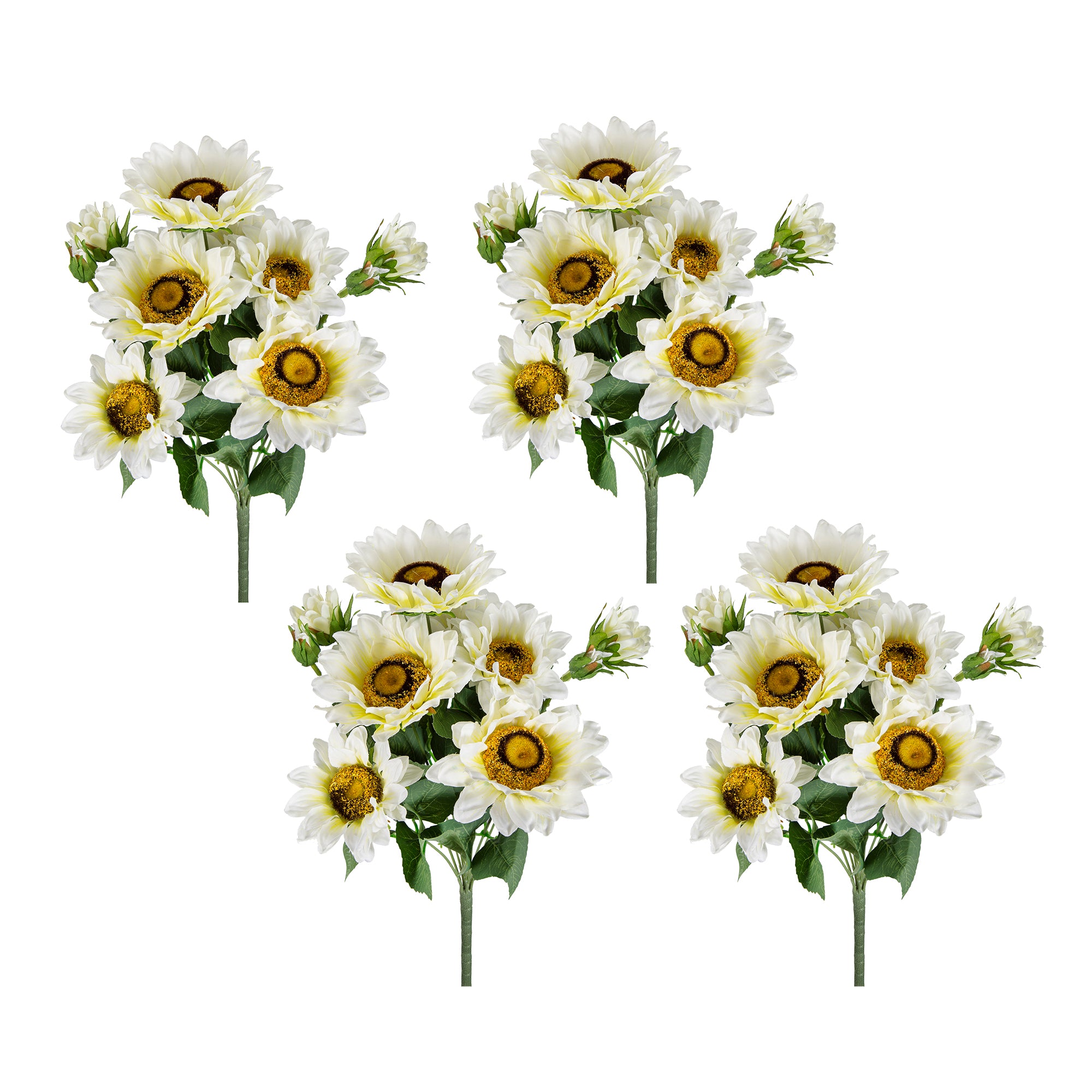 Faux Cream Sunflower Bush, 4 Pack
