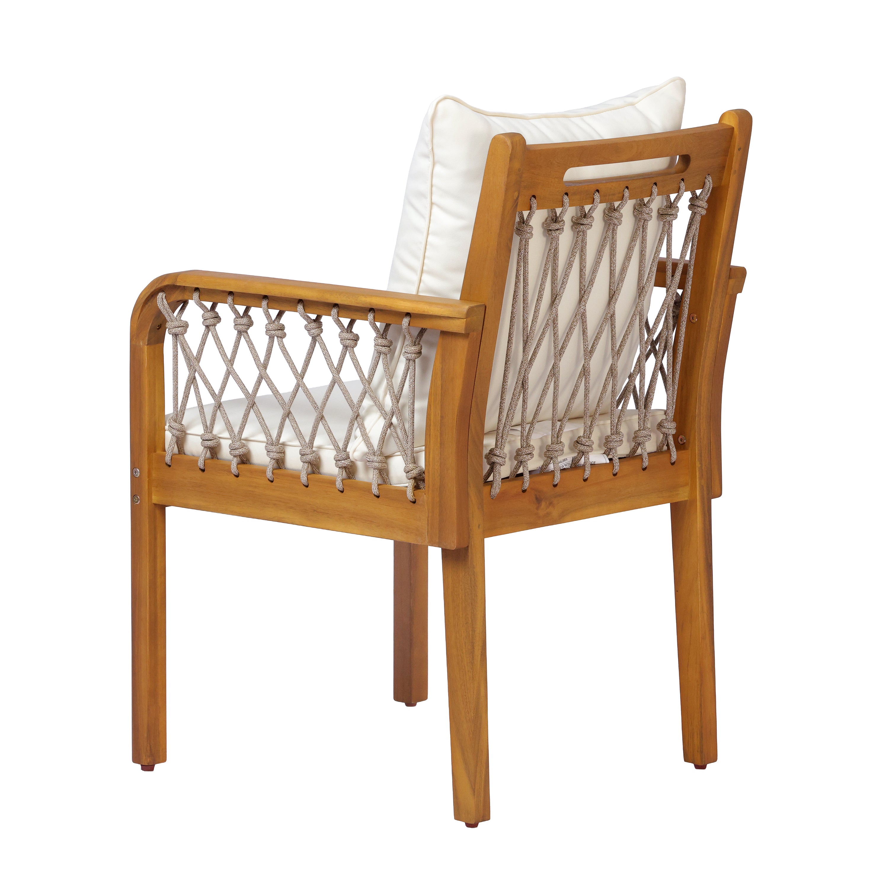 7-Piece Outdoor Acacia Wood Dining Set with Rope-Woven Armchairs