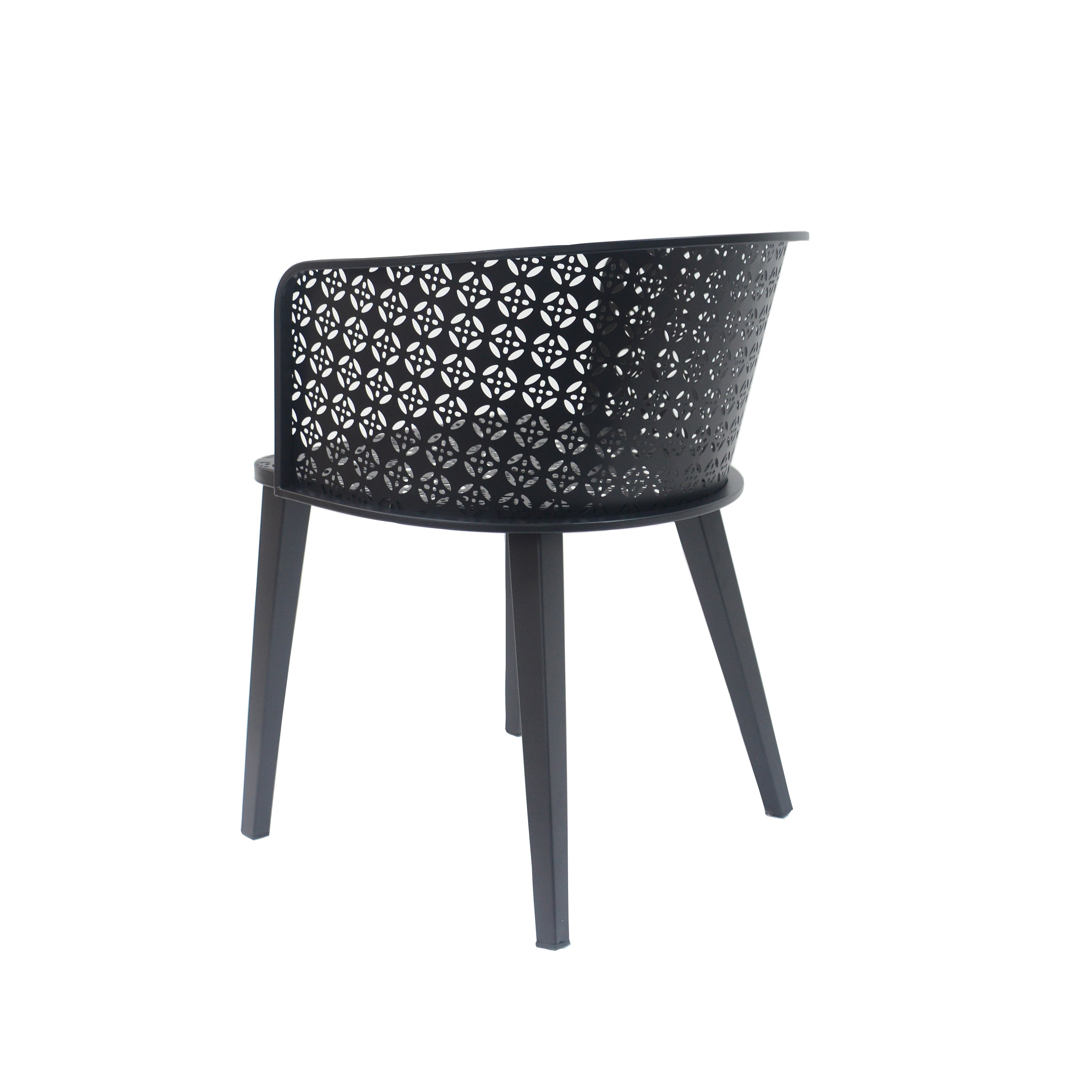 Rejoiced Outdoor Dining Chair with Geometric Lattice Design and Curved Back, Set of 2