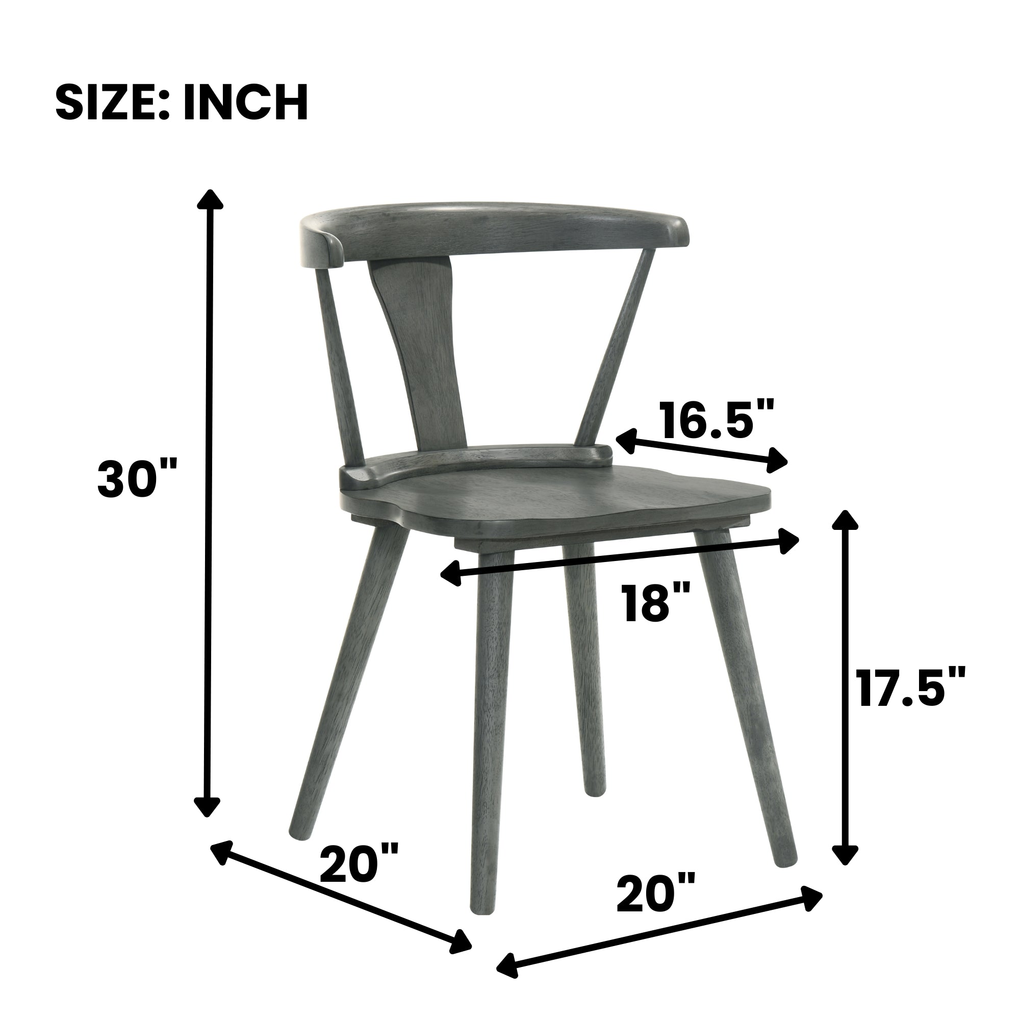 Modern Farmhouse Wood Dining Chairs, Set of 2