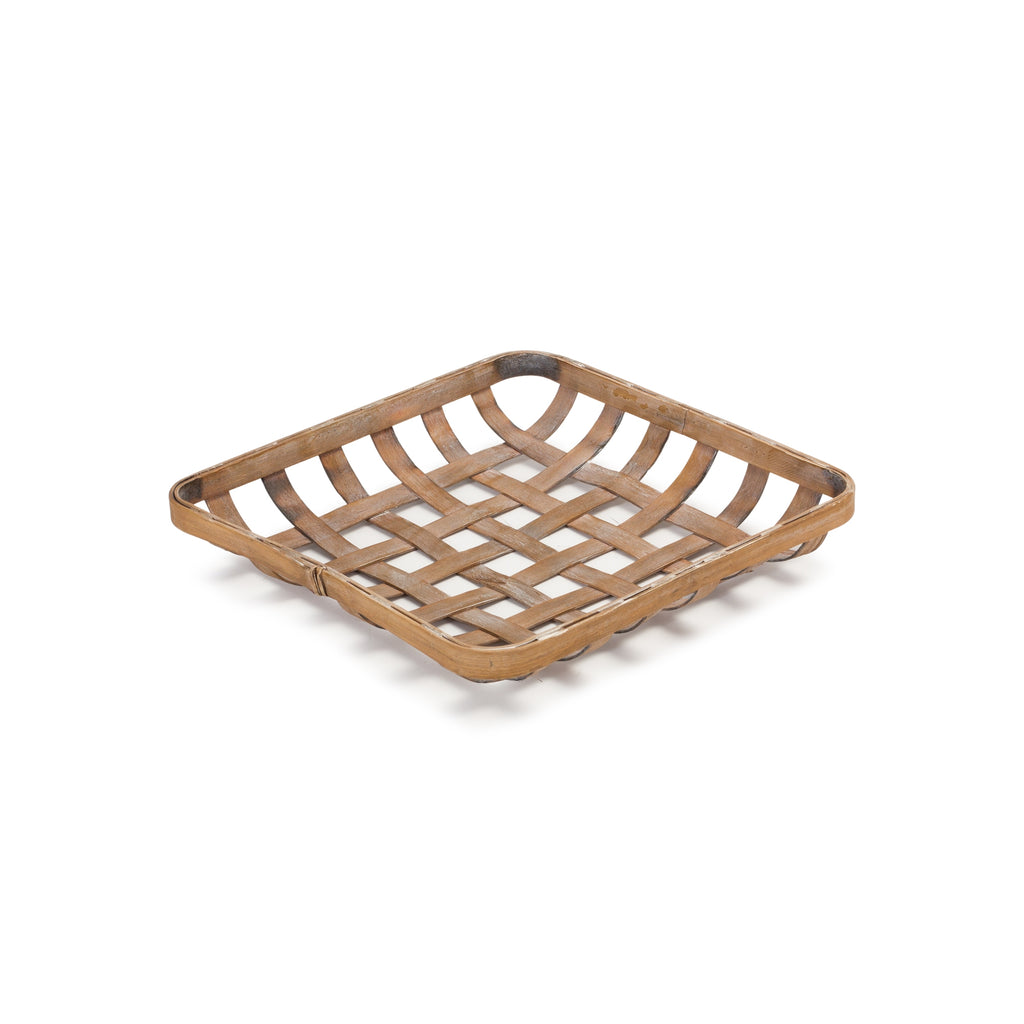 Square Bamboo Basket Tray, Set of 2