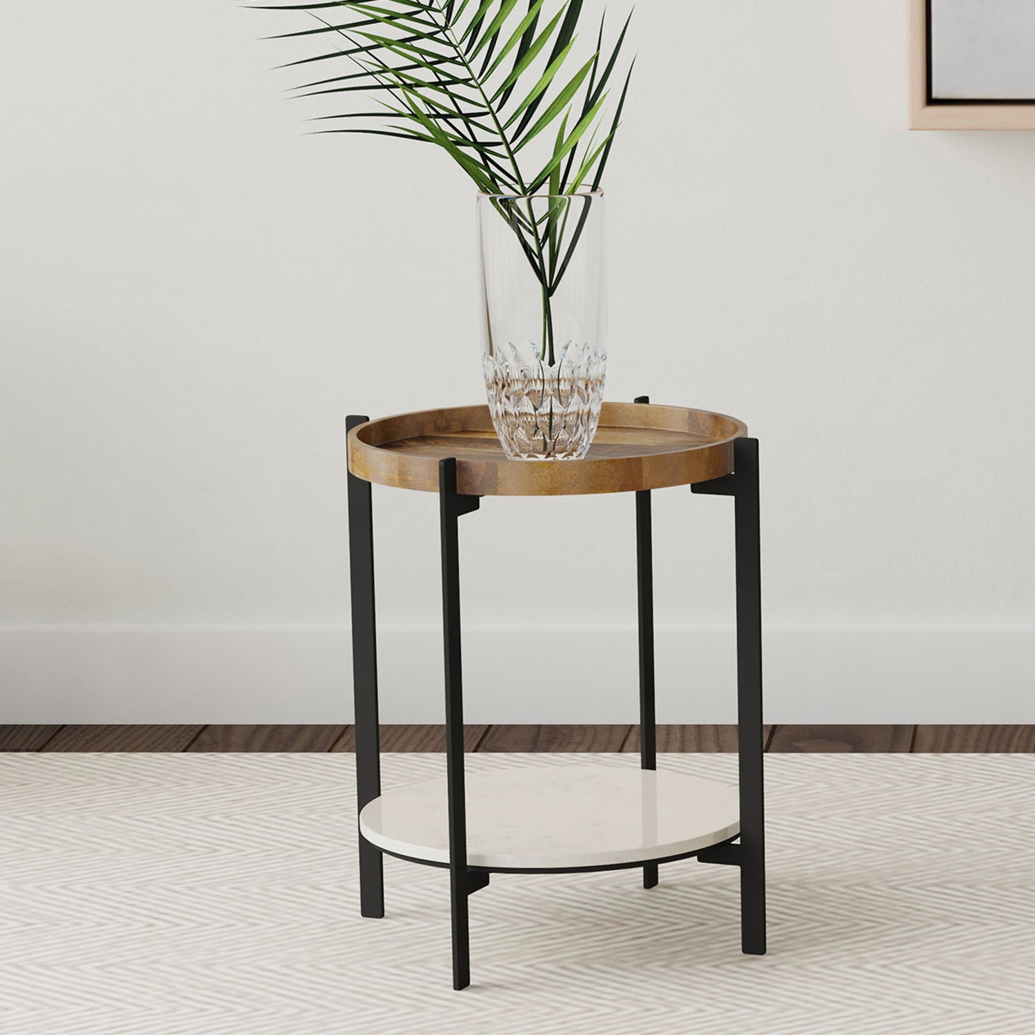 Cowper Natural and Black Round End Table