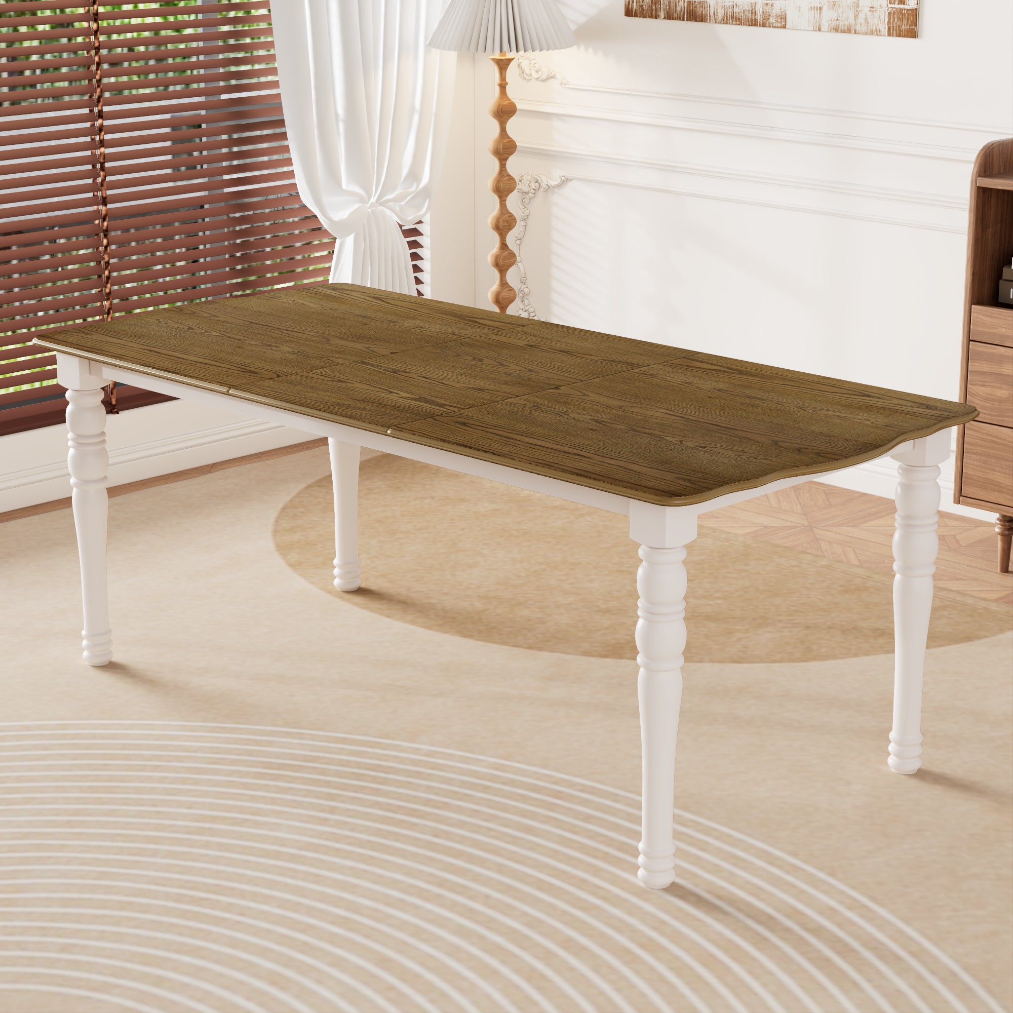 Rustic Farmhouse 7 Piece Dining Set with Turned Leg Extendable Dining Table