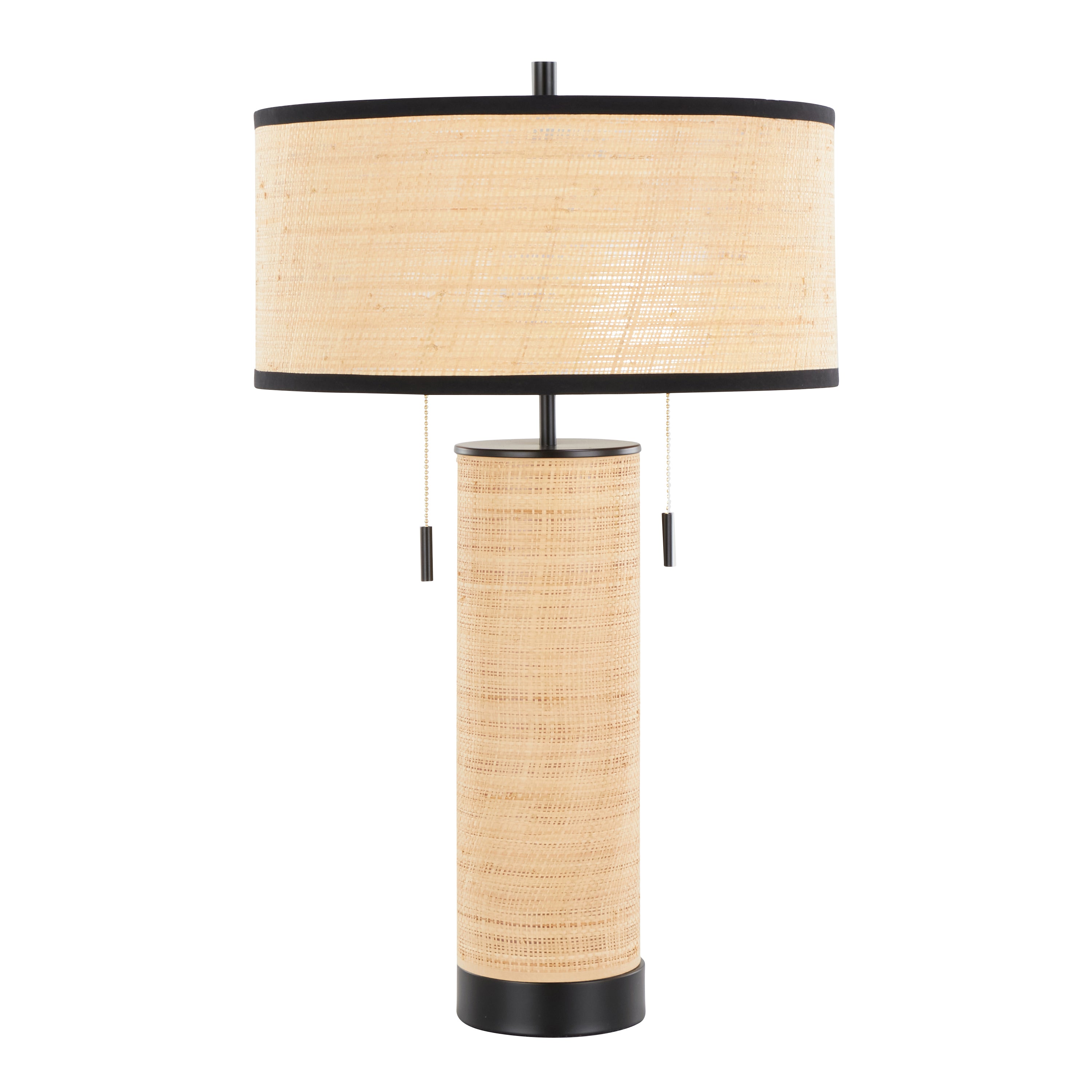 Bellavue 29" Rattan Table Lamp with Cylinder Shade and Pull Chain Switch