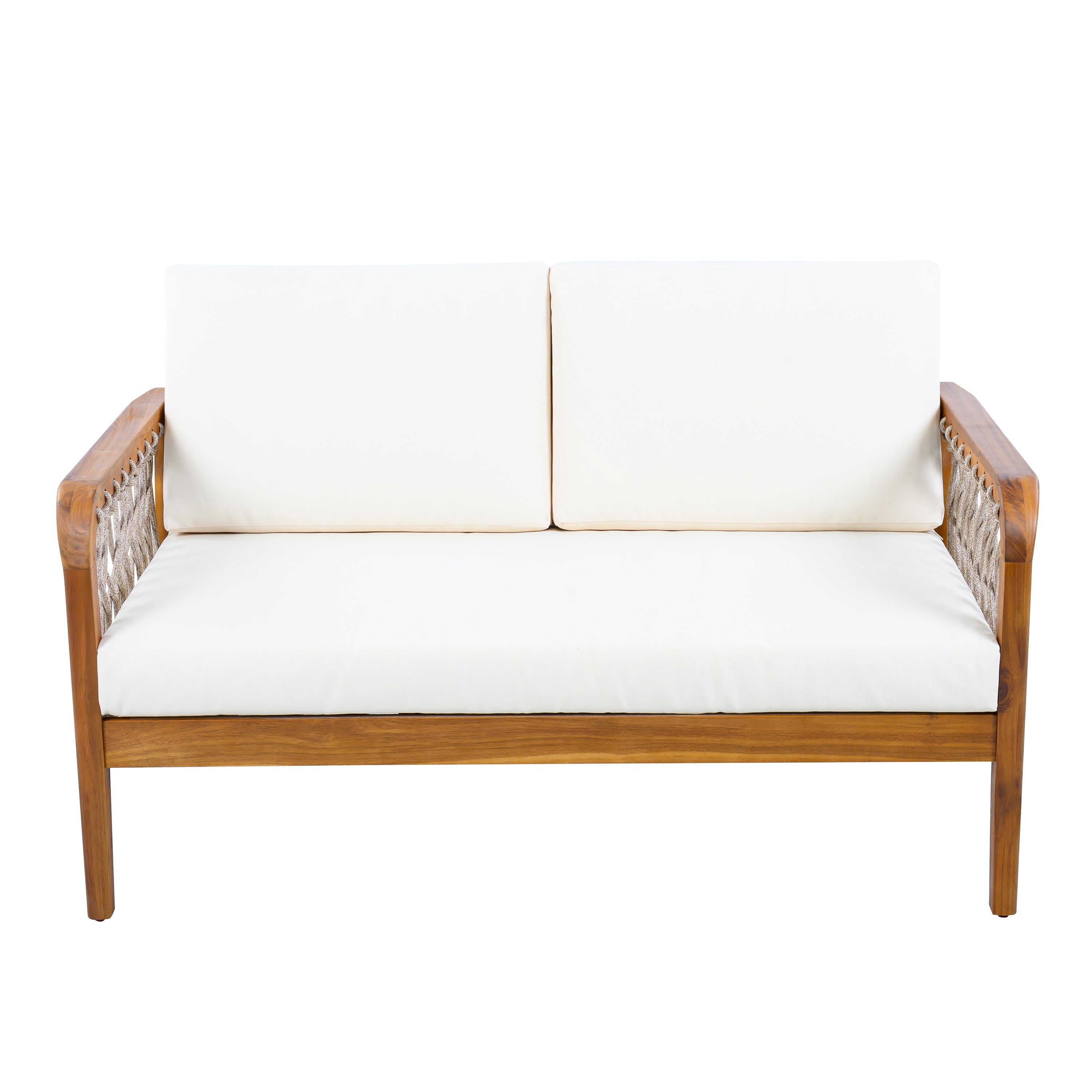 Millie Outdoor Acacia Wood Loveseat & Coffee Table Set