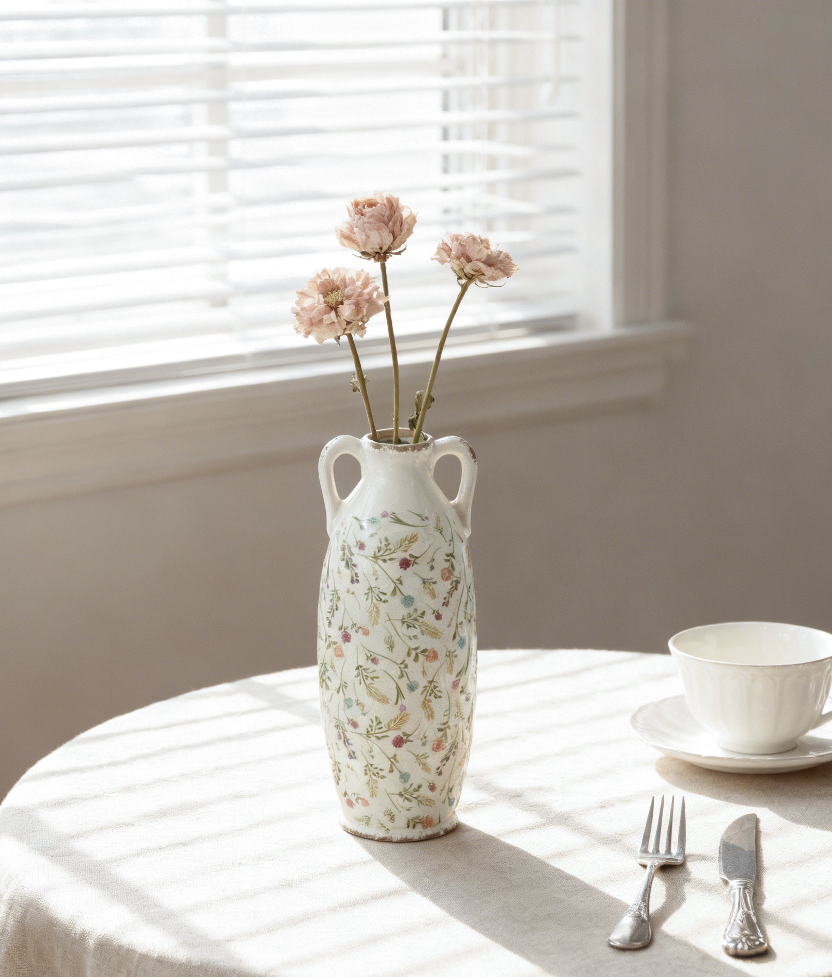 Decorative Ceramic Floral Amphora Vase