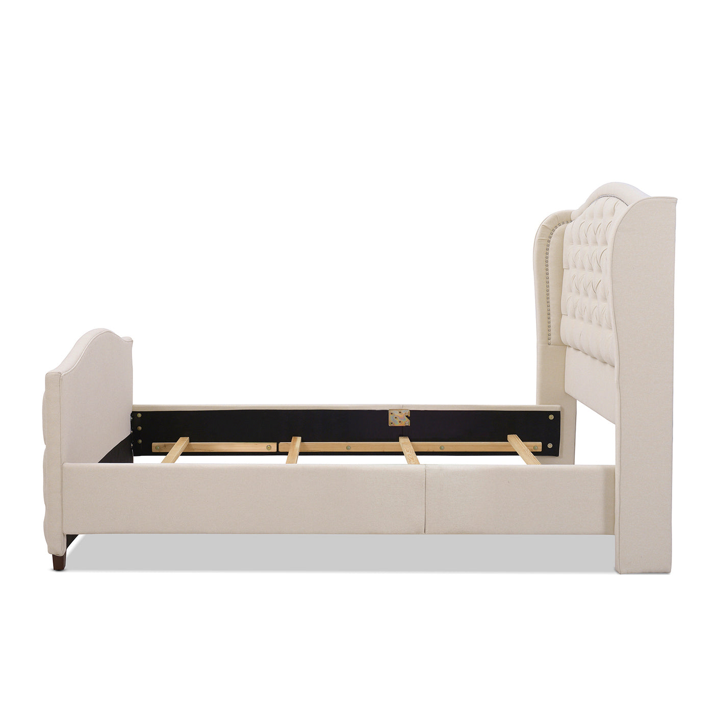 Queen Size Upholstered Bed with Button Tufting and Nailhead Trim