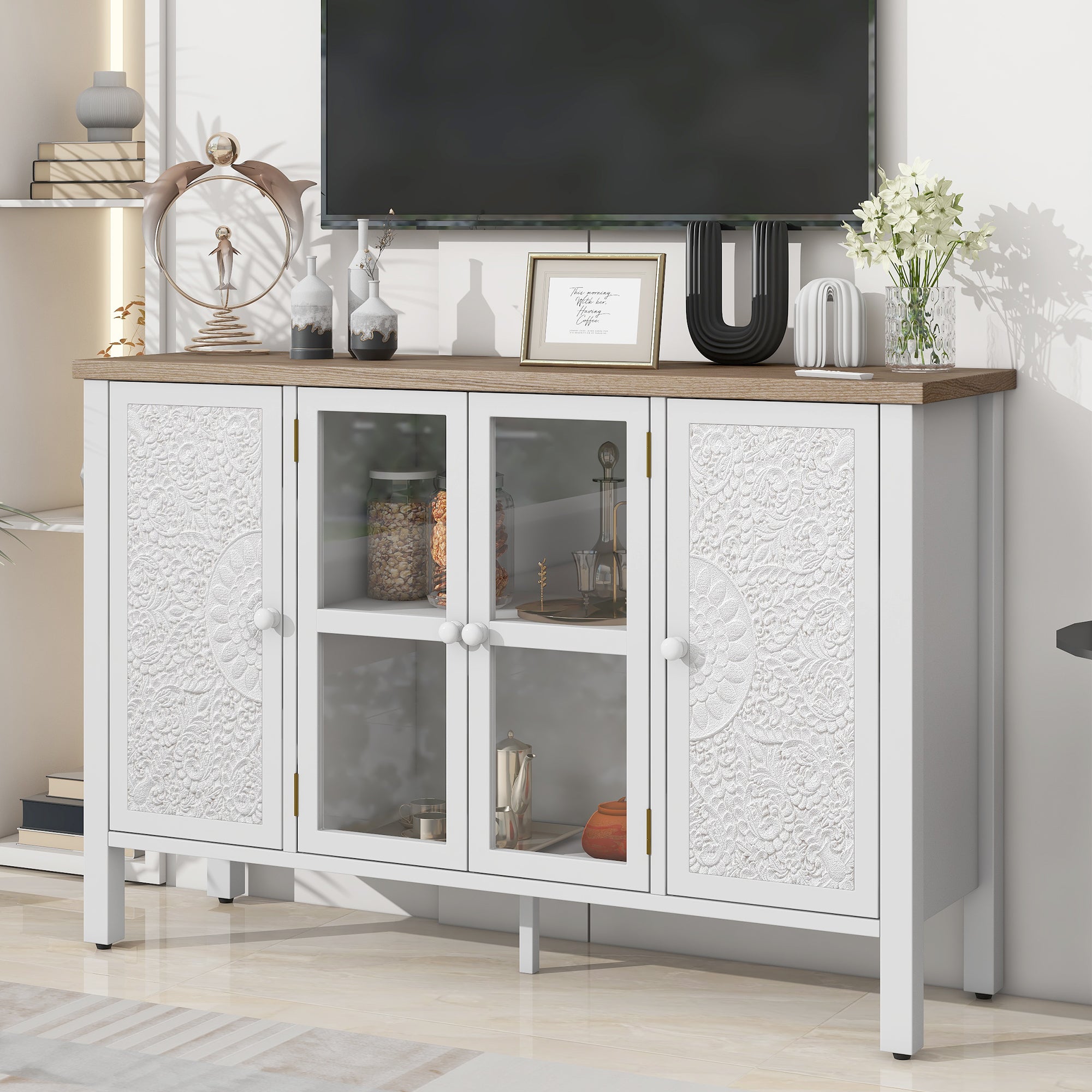 Carved Wood TV Stand