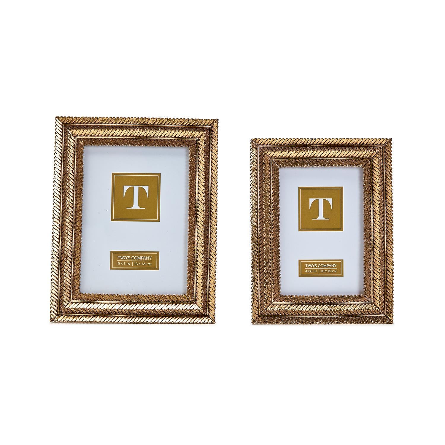 Gold Fern Photo Frame Includes 2 Sizes: 4x6 and 5x7, Set of 2