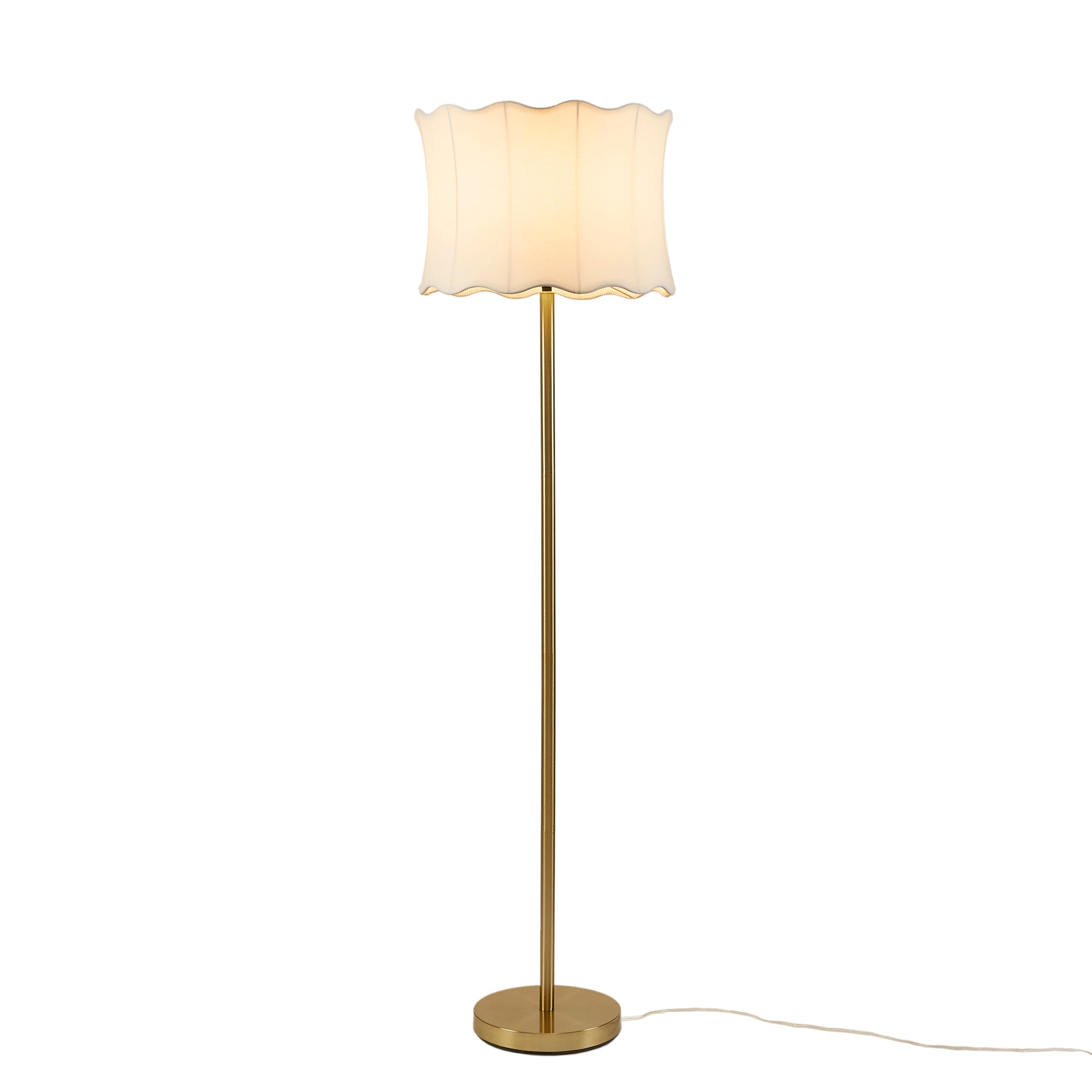 Textured Ceramic Floor Lamp with Fluted Fabric Shade