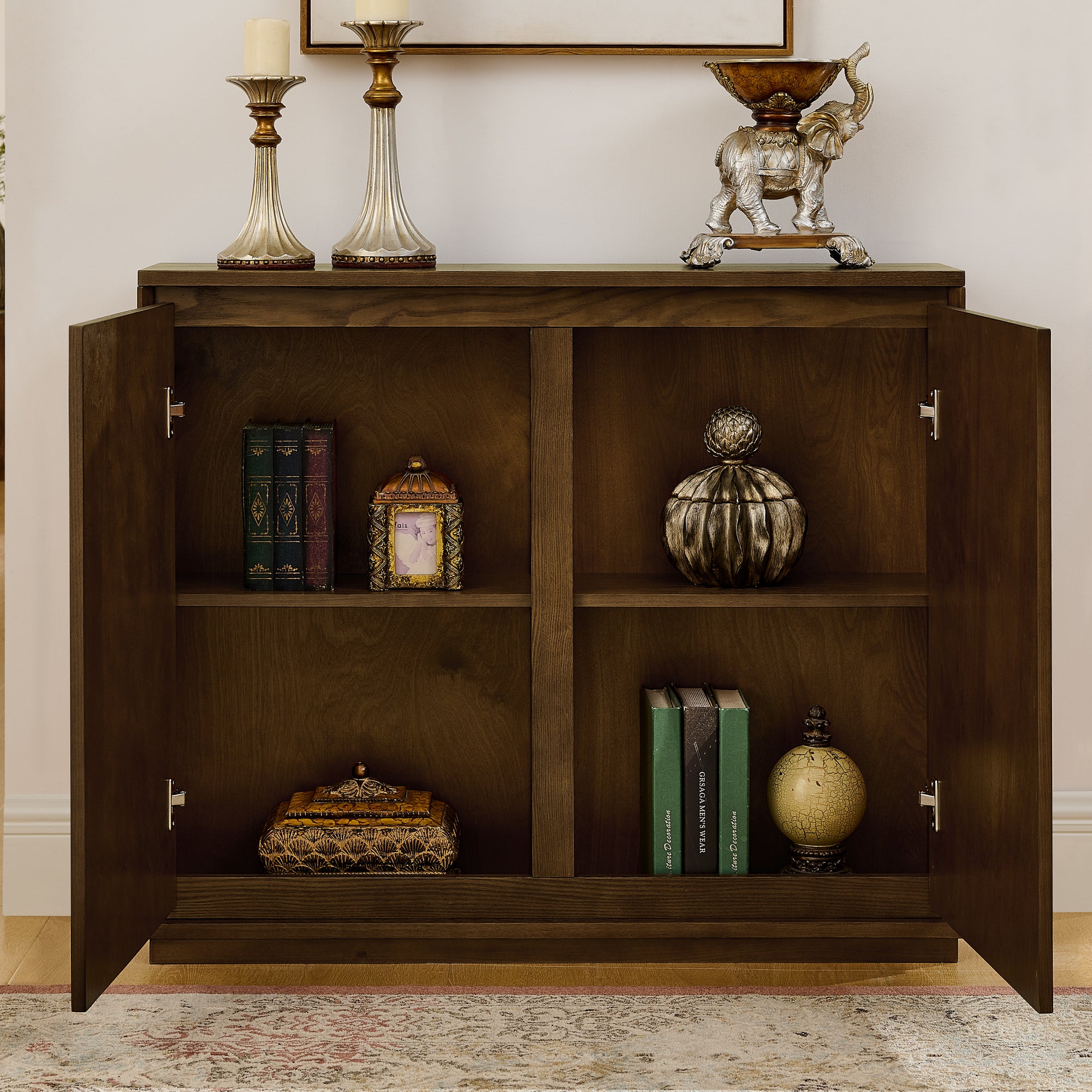 Mid Century Modern V-Shape Narrow Storage Cabinet