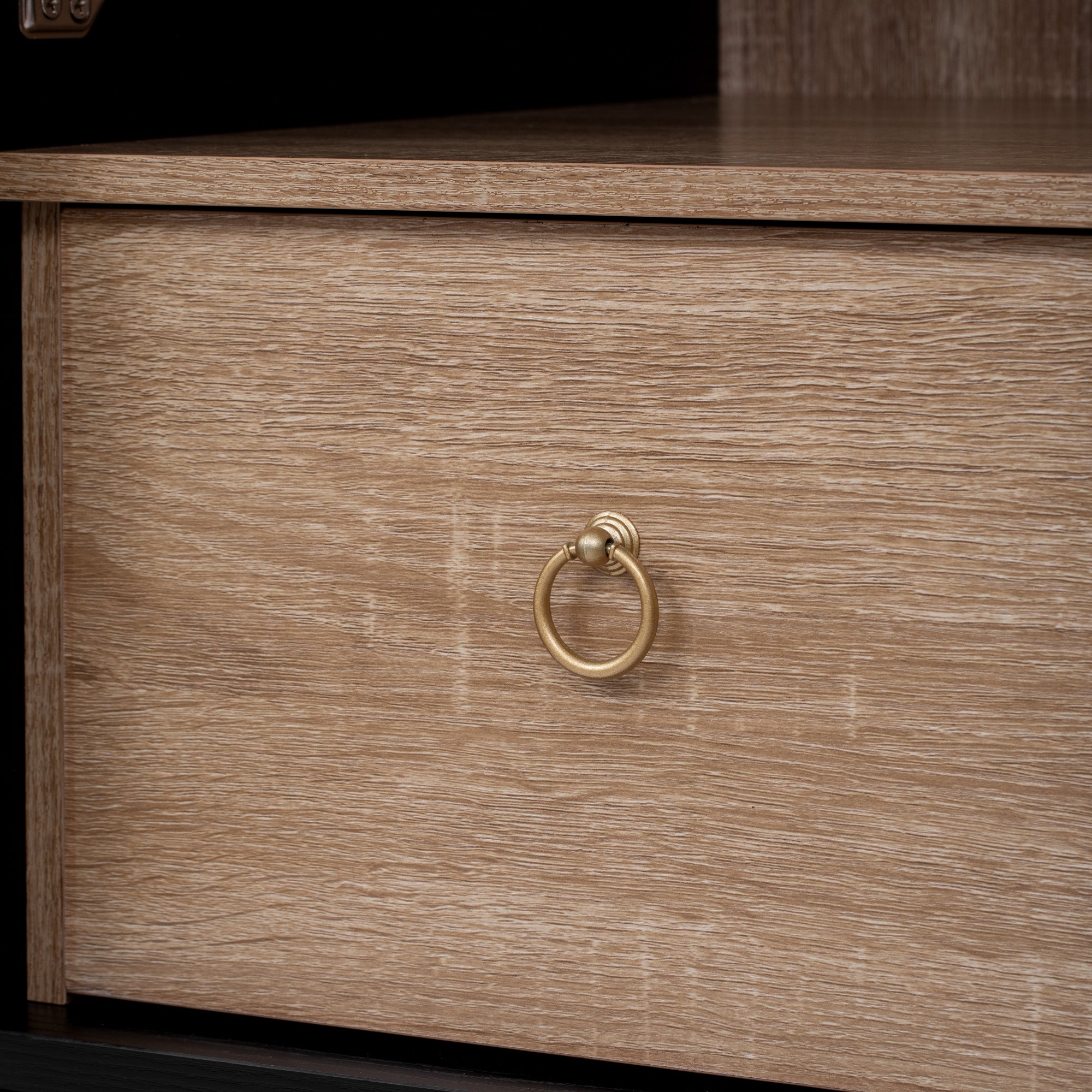 Farmhouse Kitchen Storage Cabinet with Open & Adjustable Shelves