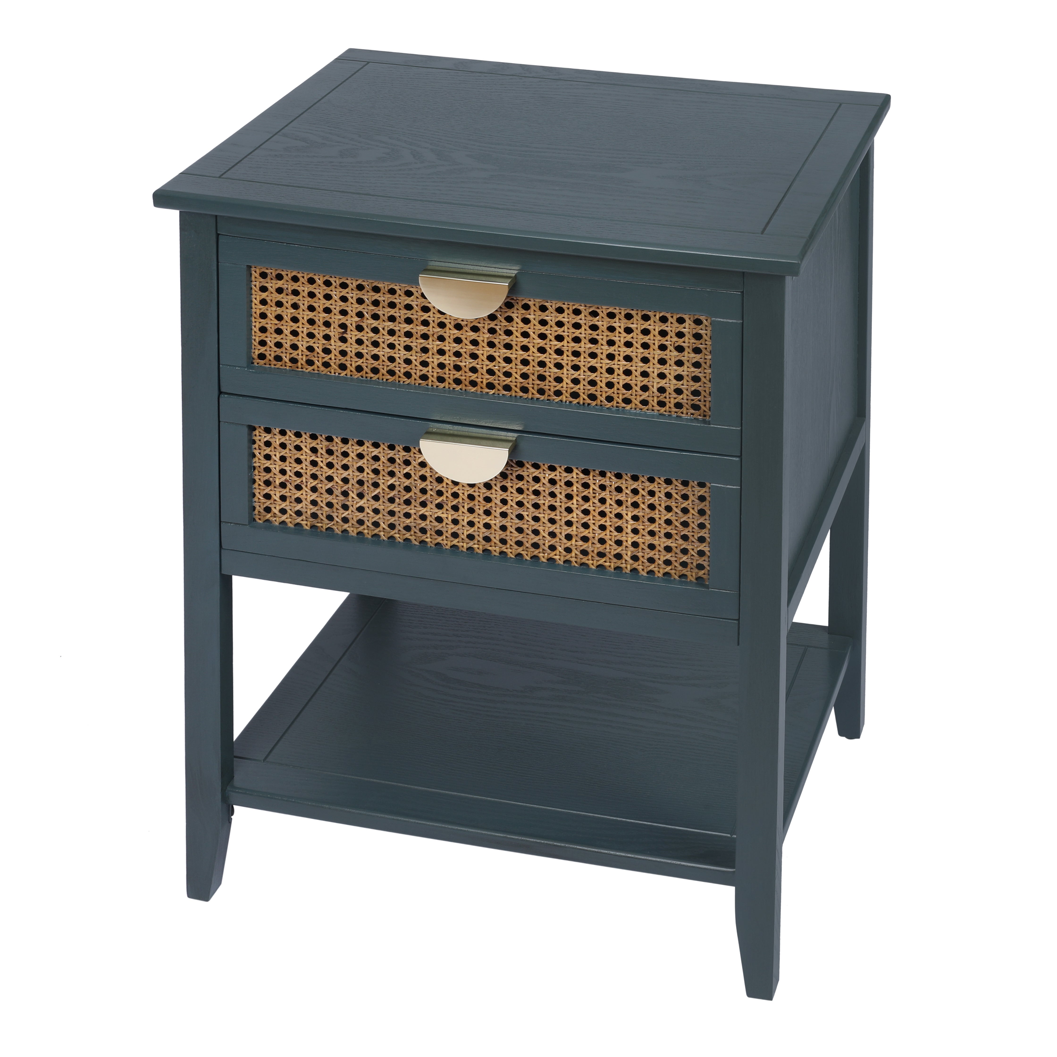 2-Drawer Side Table with Natural Rattan Drawers