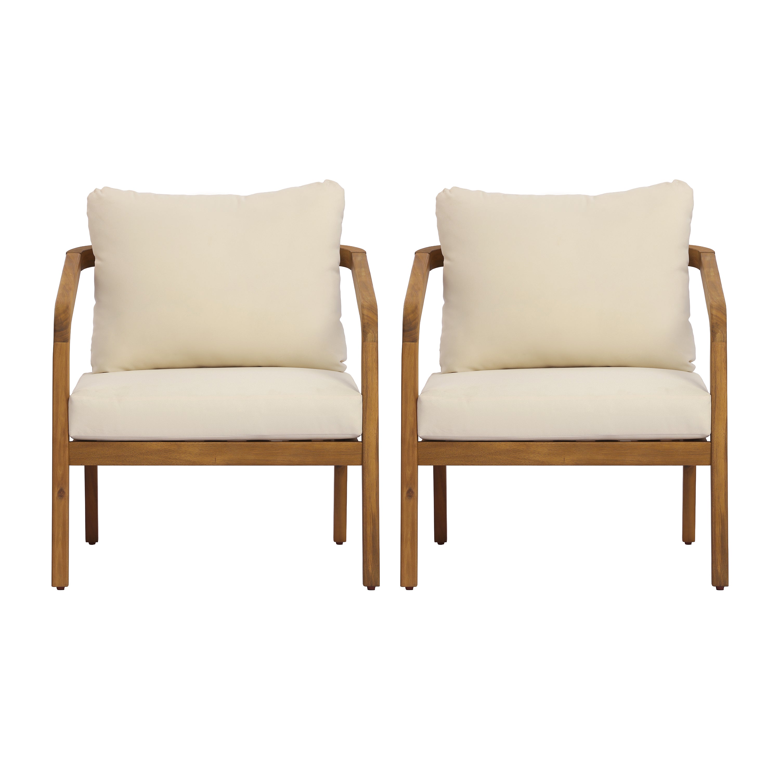 Carlile Acacia Wood Outdoor Patio Club Chair, Set of 2