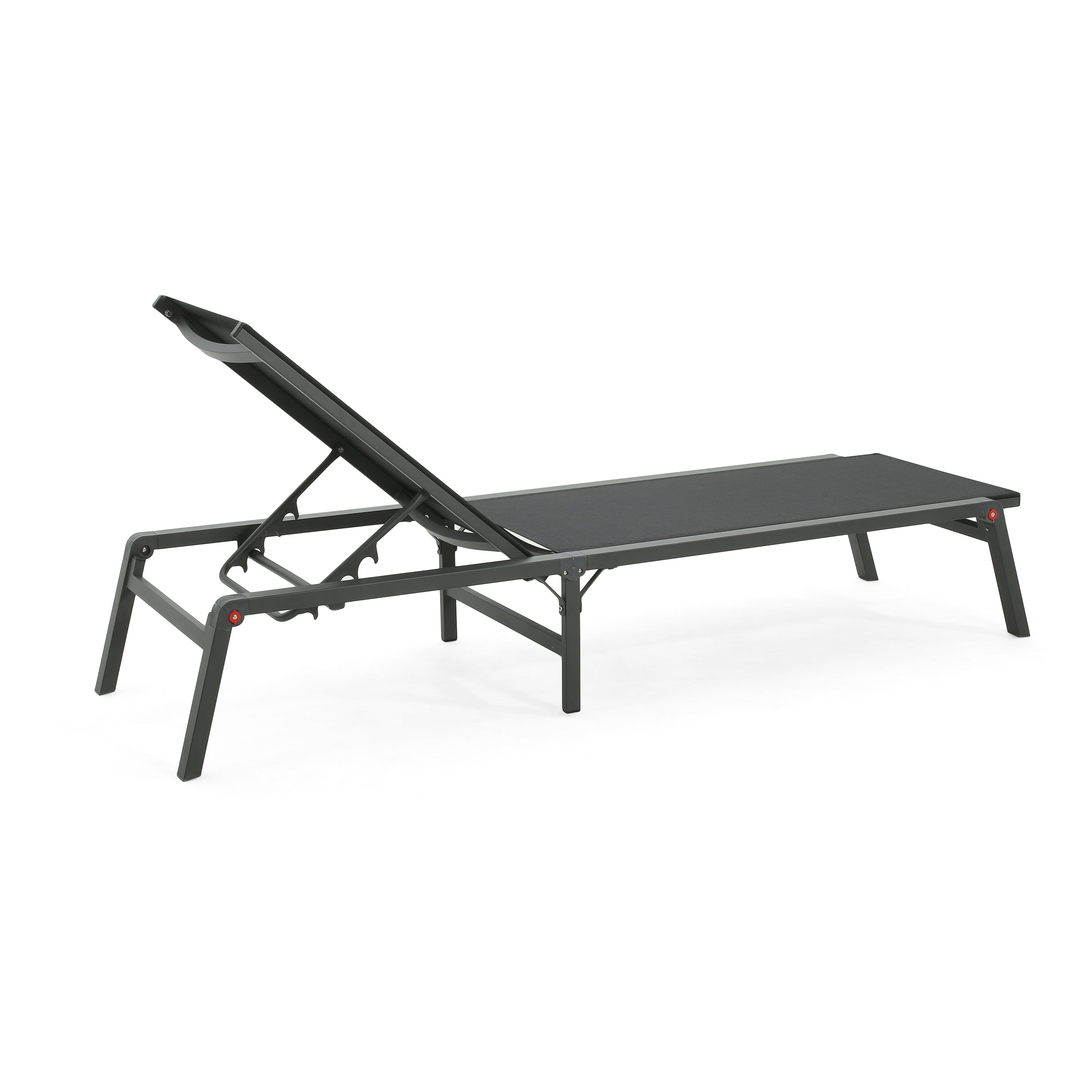 Outdoor Folding Lounge with Aluminum Frame and Adjustable Backrest, Set of 2