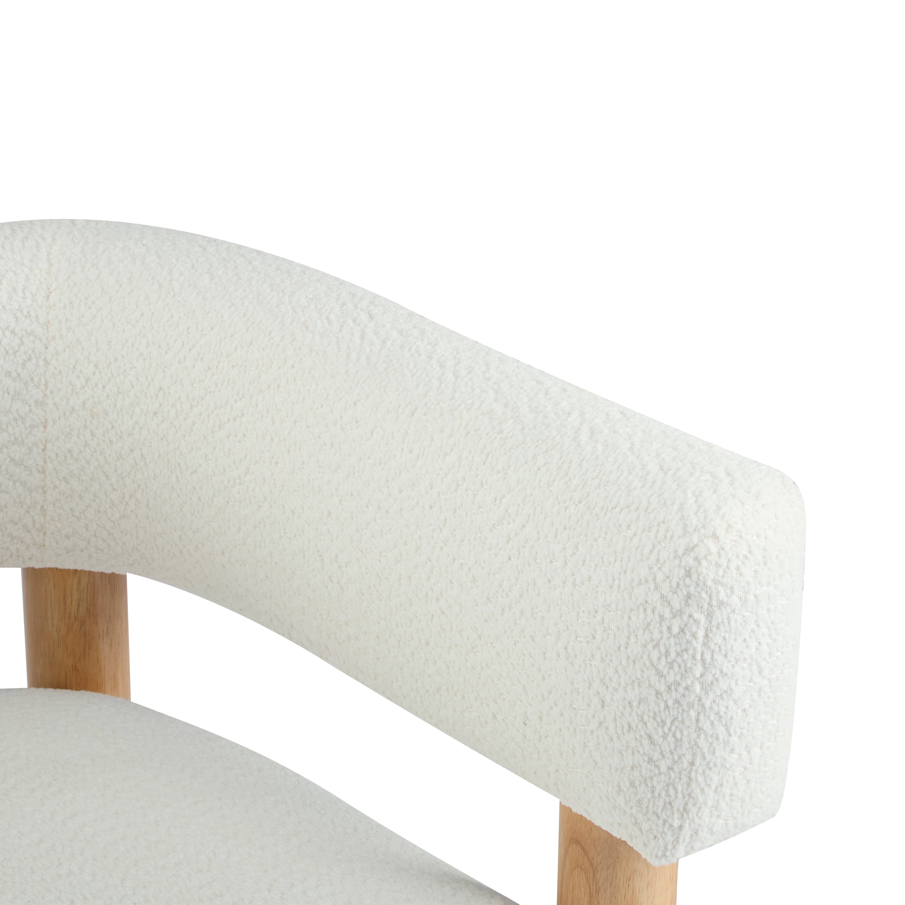Boucle Upholstered Accent Arm Chair with Modern Wooden Frame