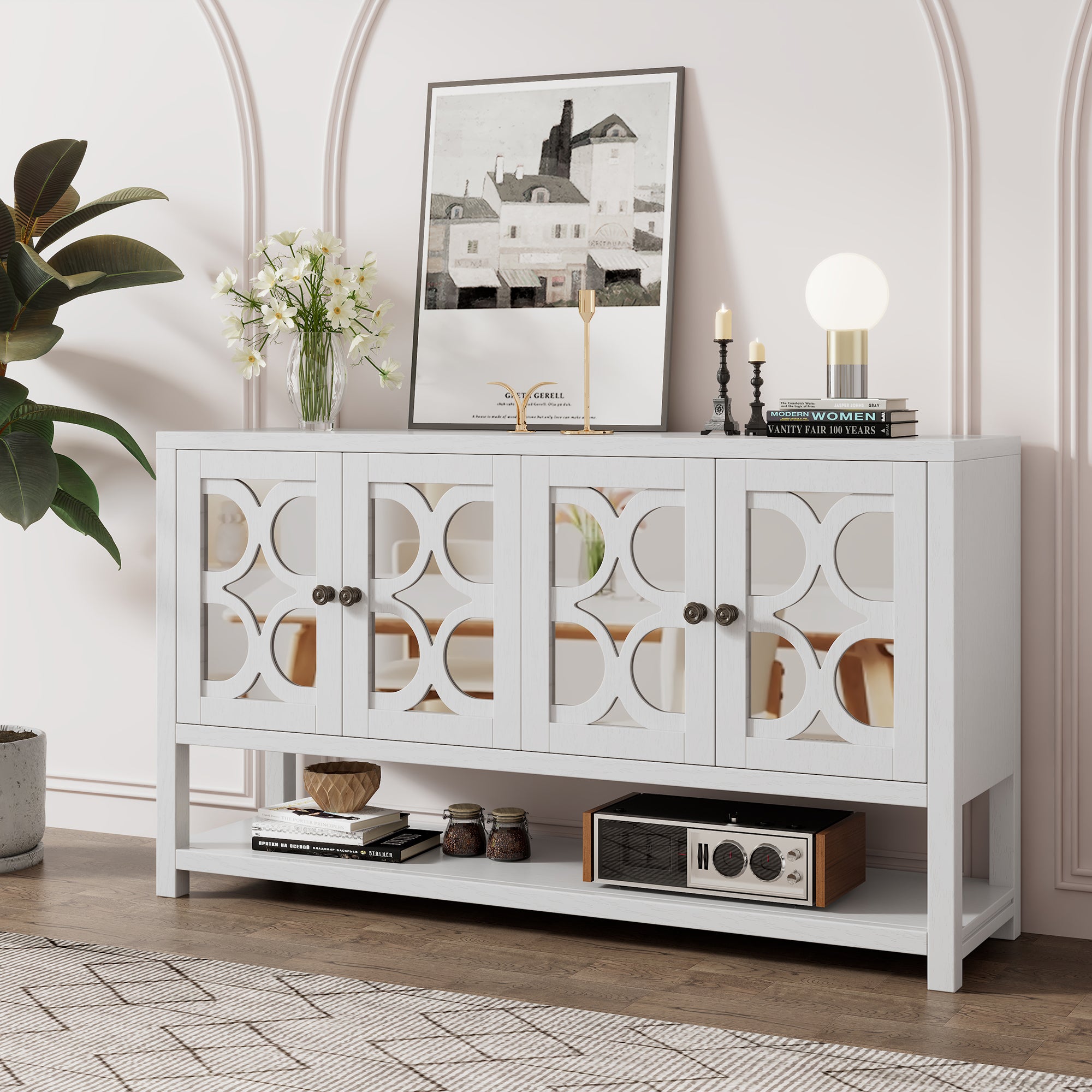 Mirrored Door Console Table