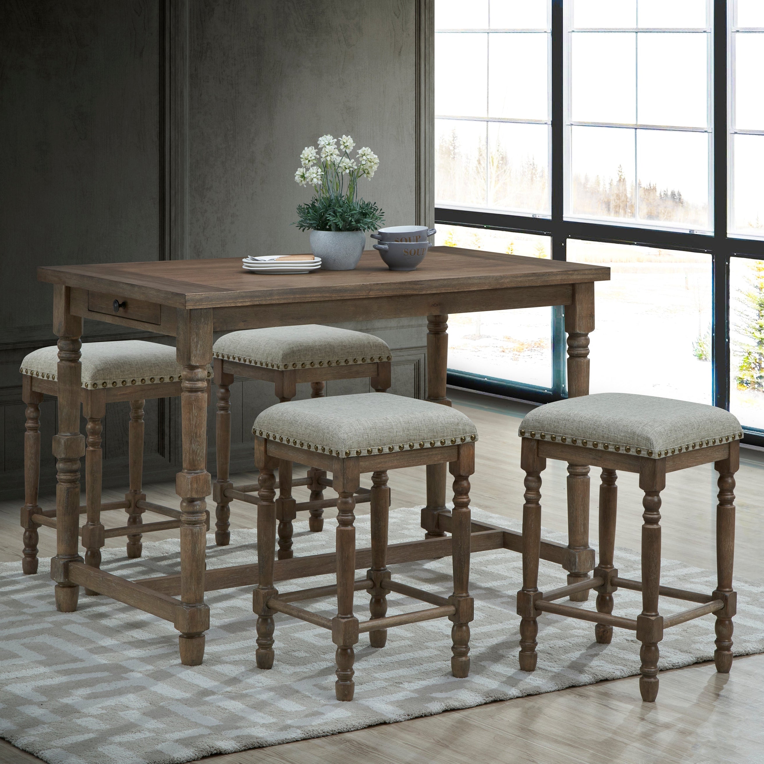 Set of Brittany Upholstered Stools