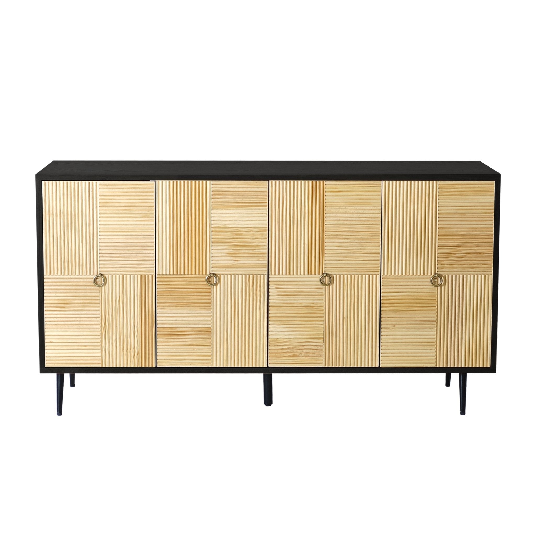 4 - Door Cabinet with Carved Effect Decoration Doors and Metal Legs - Cabinets
