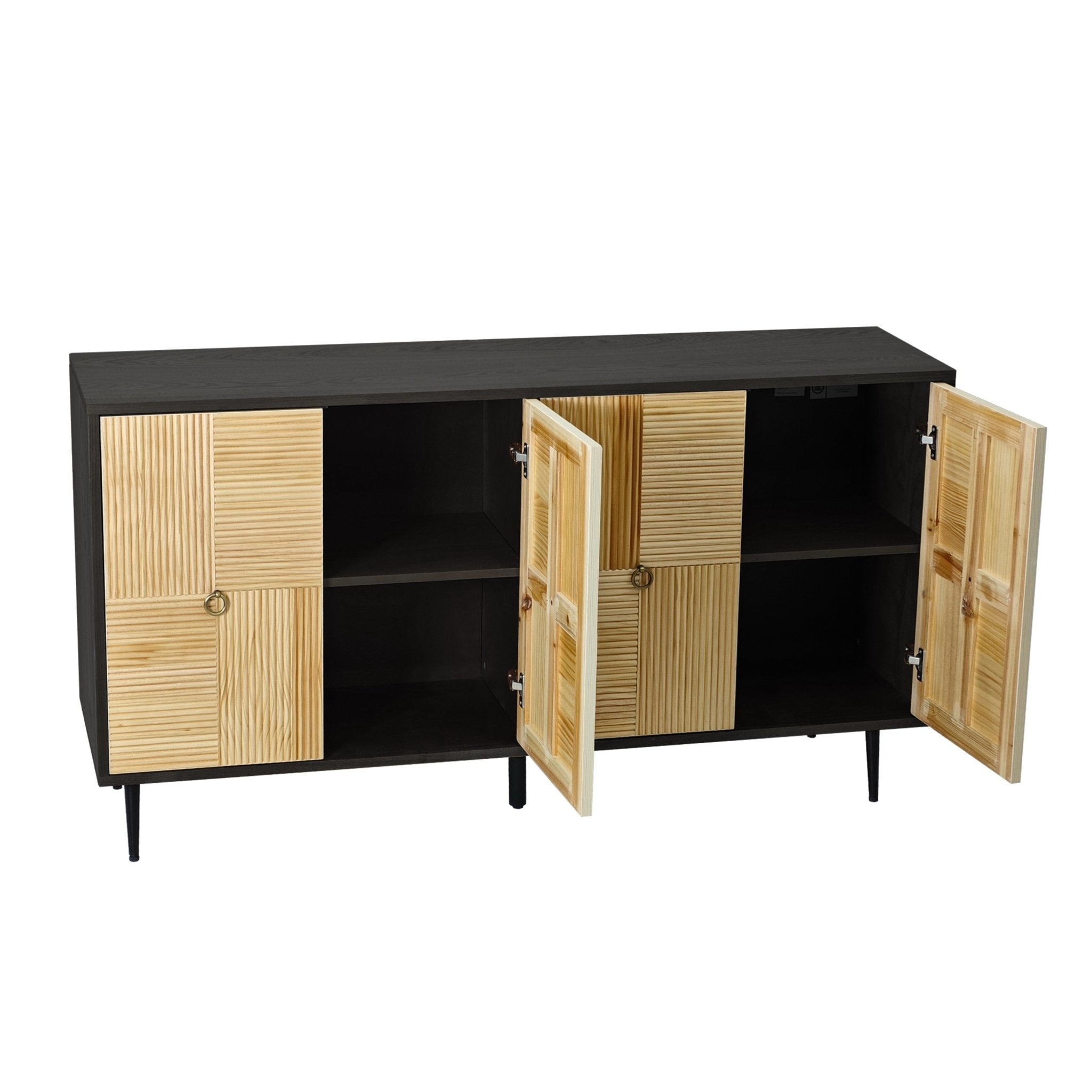 4 - Door Cabinet with Carved Effect Decoration Doors and Metal Legs - Cabinets