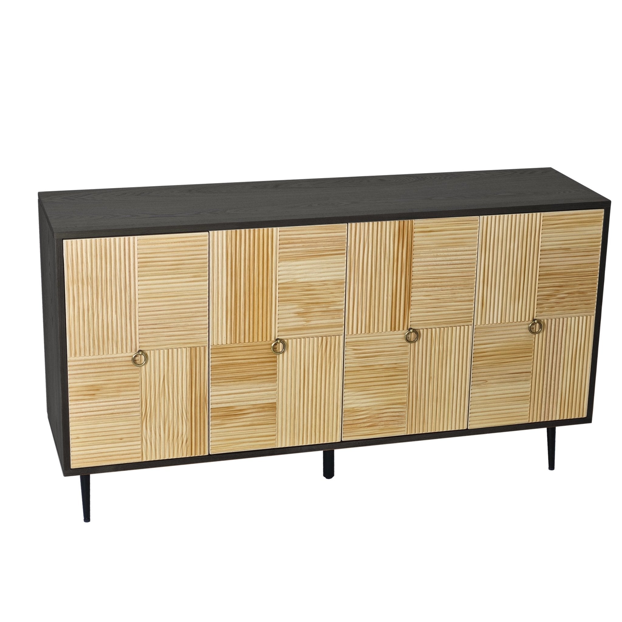 4 - Door Cabinet with Carved Effect Decoration Doors and Metal Legs - Cabinets