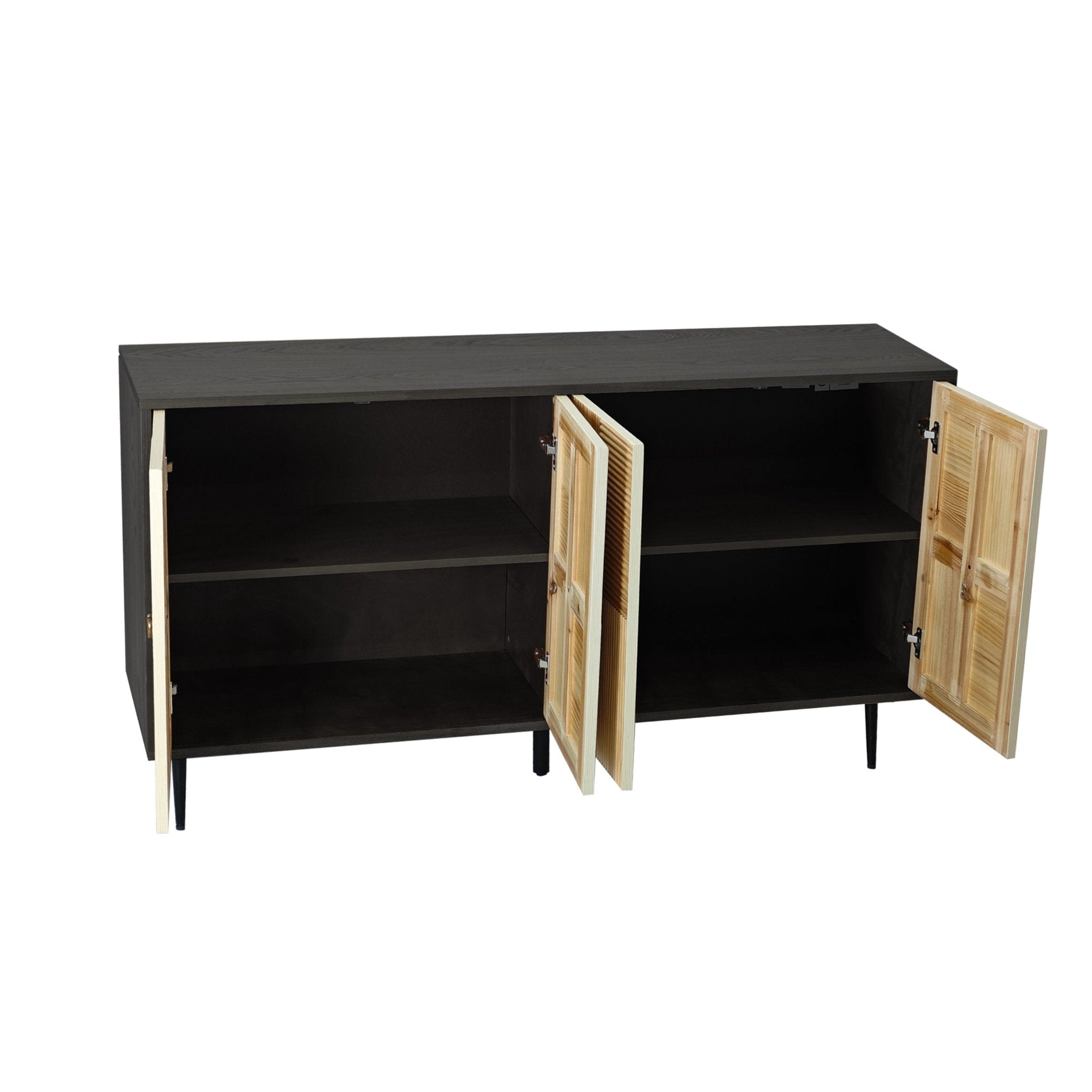 4 - Door Cabinet with Carved Effect Decoration Doors and Metal Legs - Cabinets