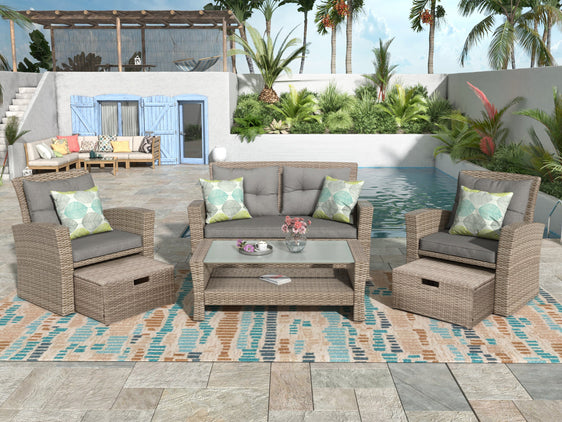 4-Piece-Conversation-Set-with-Ottoman-and-Cushions-Outdoor-Seating