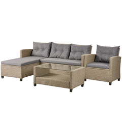 4-Piece Conversation Set with Seat Cushions - Outdoor Furniture