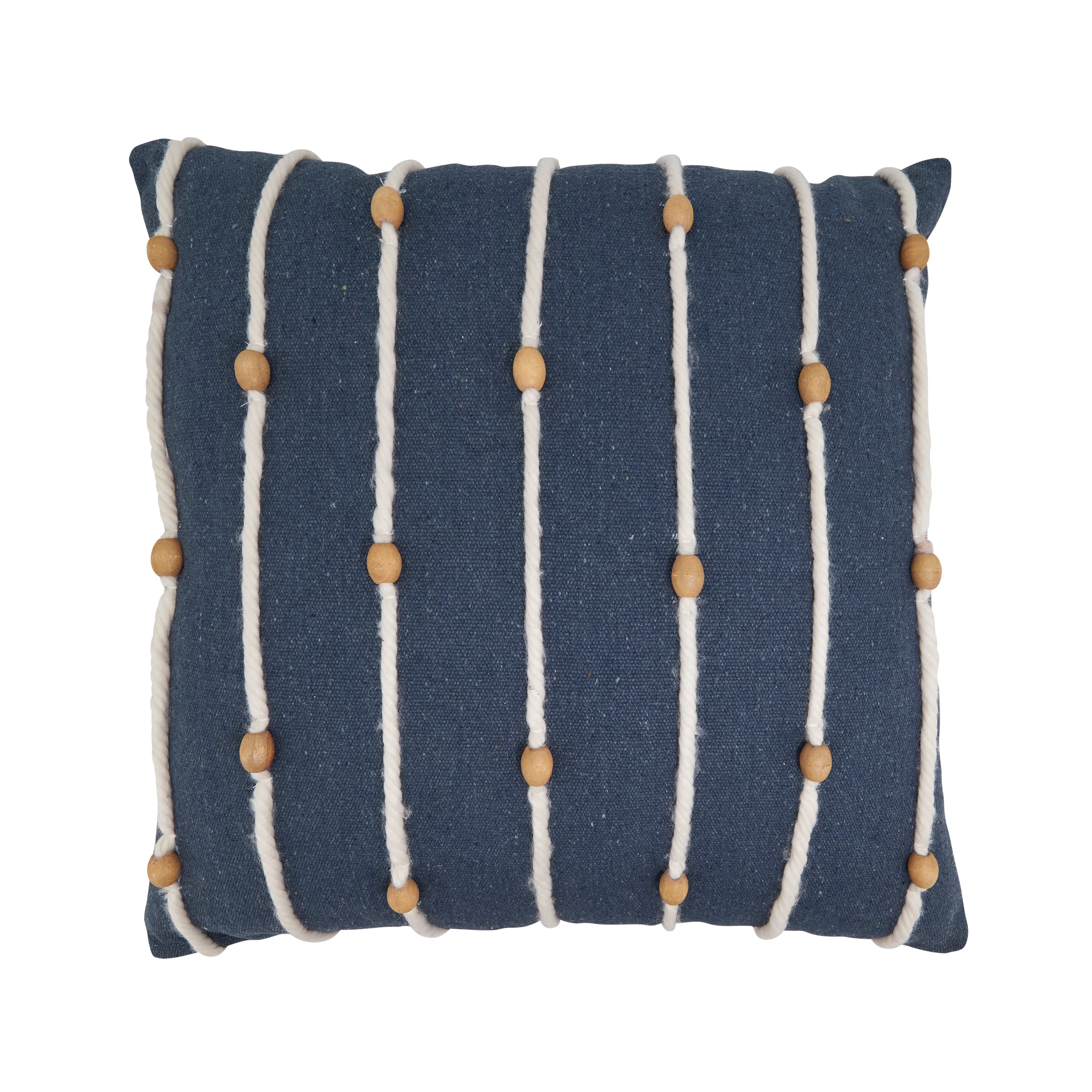 Boho Rope and Bead Poly Filled Pillow