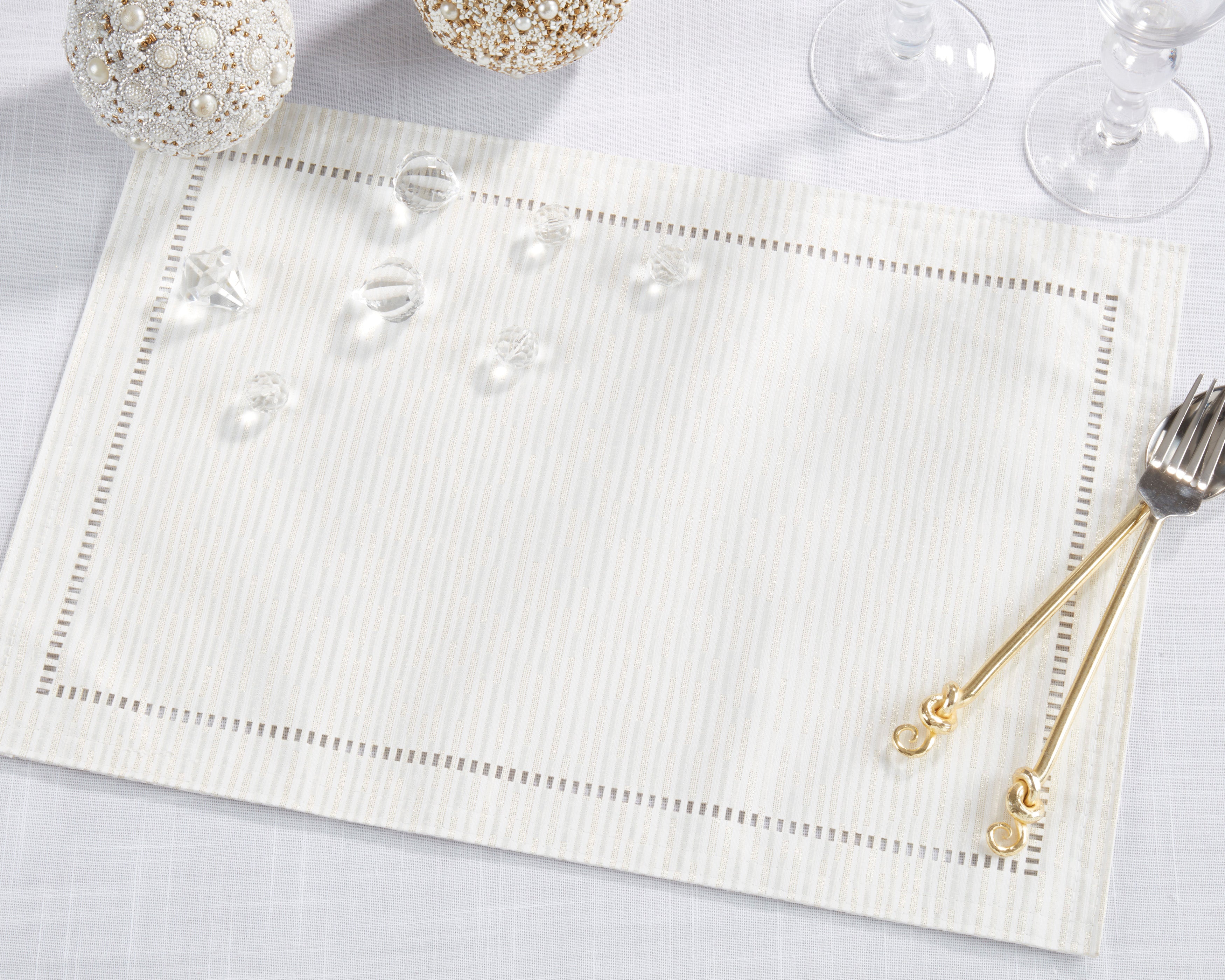Cloth Placemat With Hemstitched Design (Set of 12)