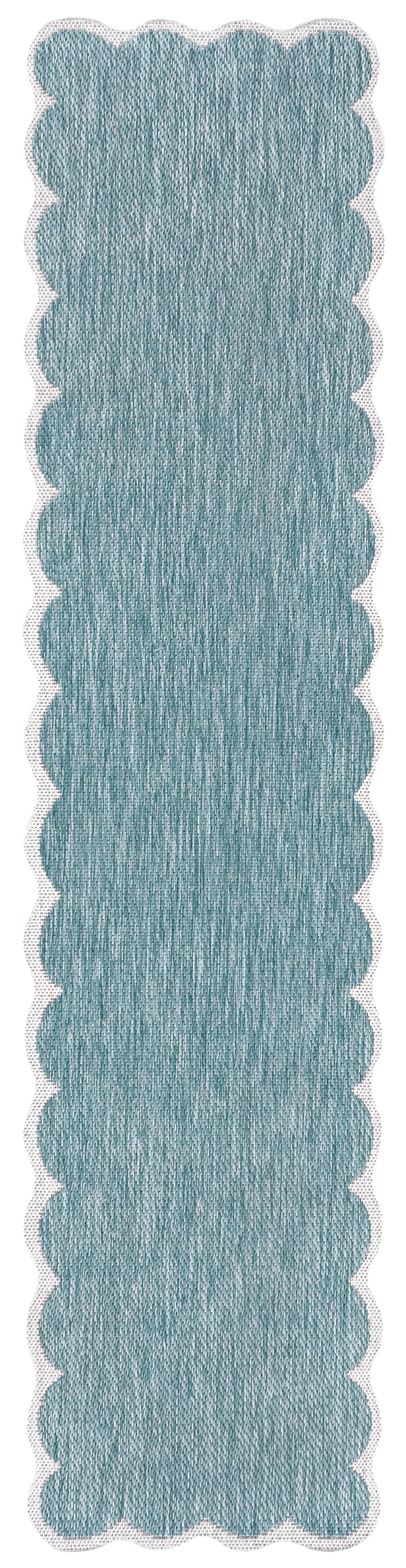 Alice Classic Cottage Two-Tone Scalloped Indoor/Outdoor Shaped Area Rug