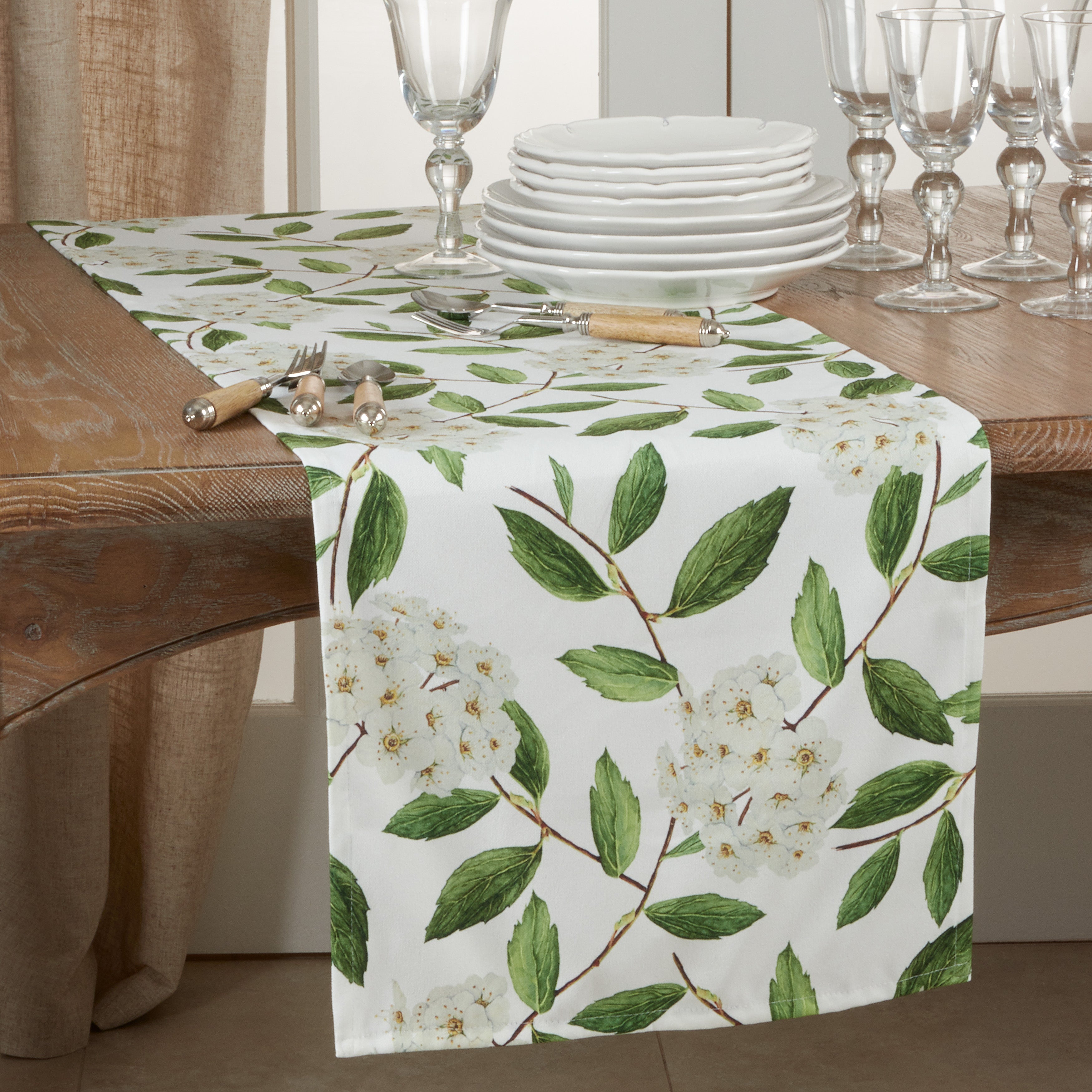 Pear Blossom Floral Table Runner
