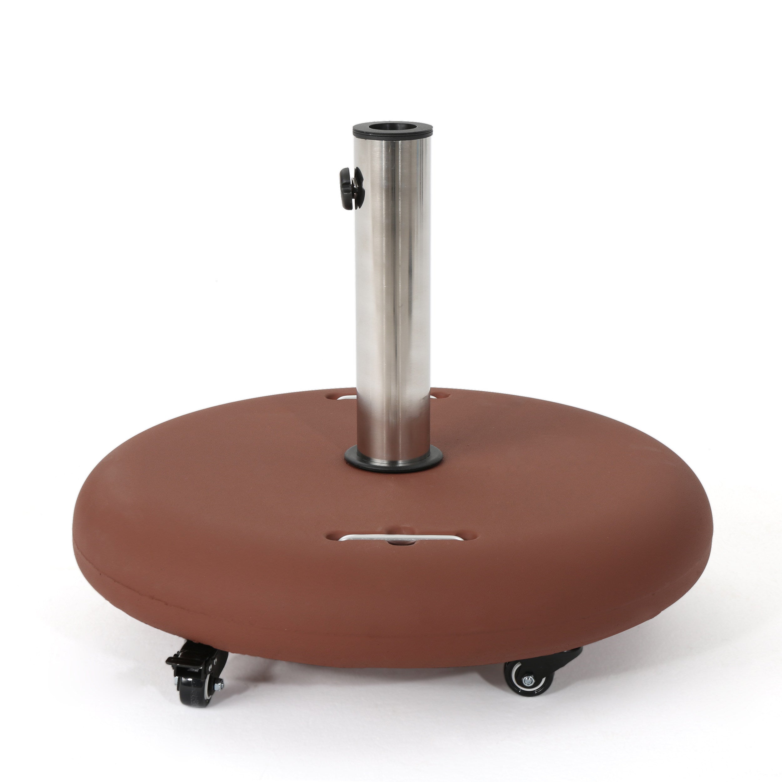 Prehnite Outdoor Round Umbrella Base with Casters and Stainless Steel Holder