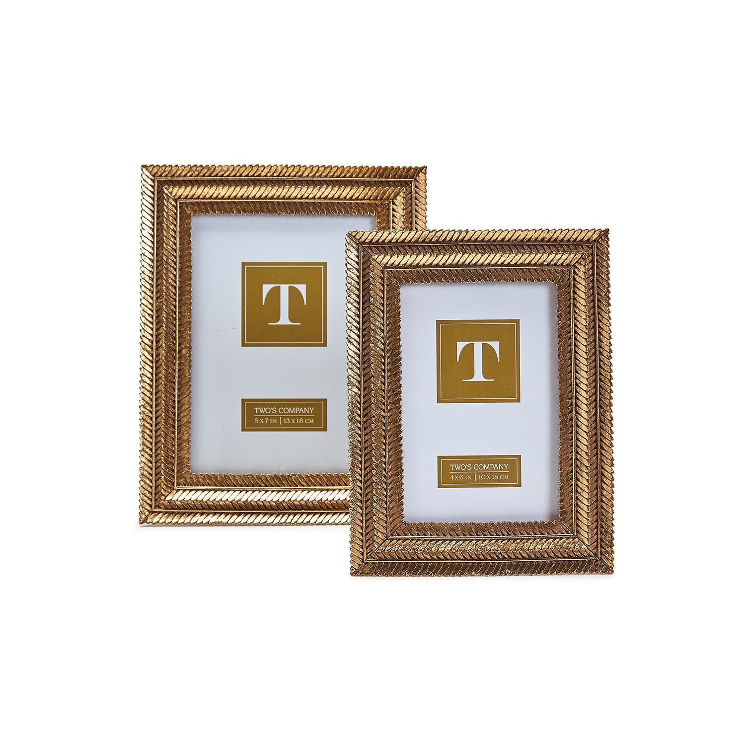 Gold Fern Photo Frame Includes 2 Sizes: 4x6 and 5x7, Set of 2