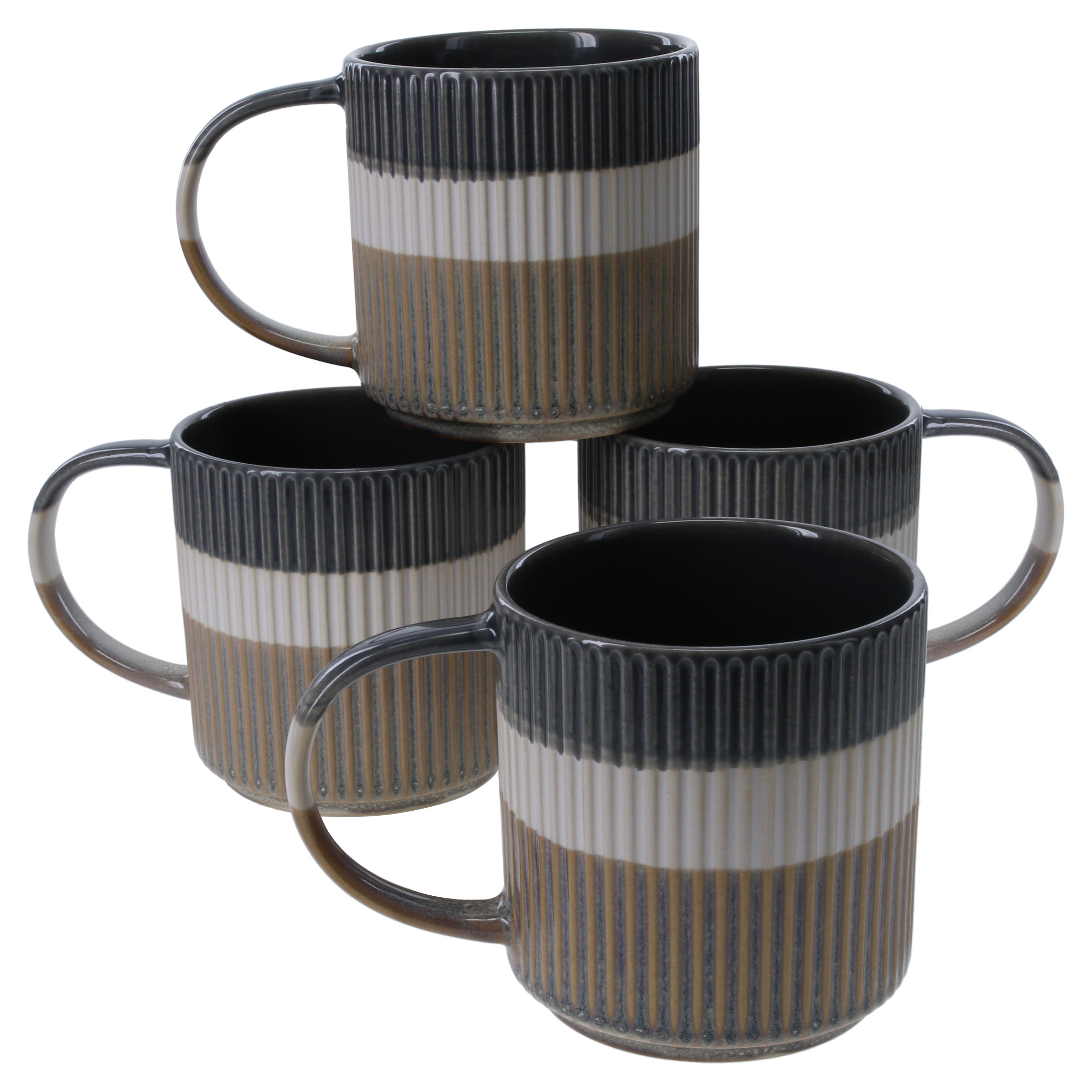 Tri-Color Mugs, Set of 4