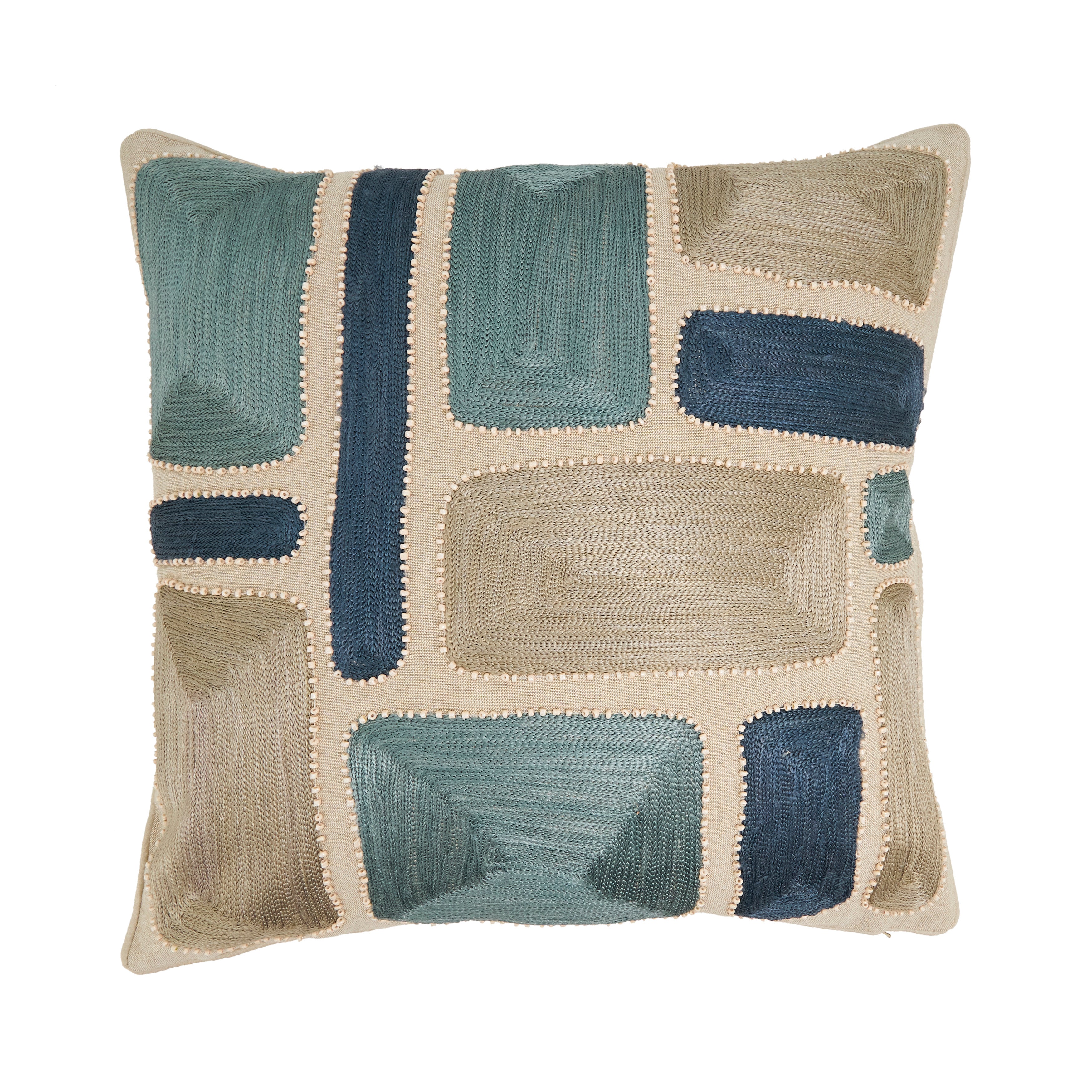 Vibrant Embroidered Color Block Poly Filled Pillow