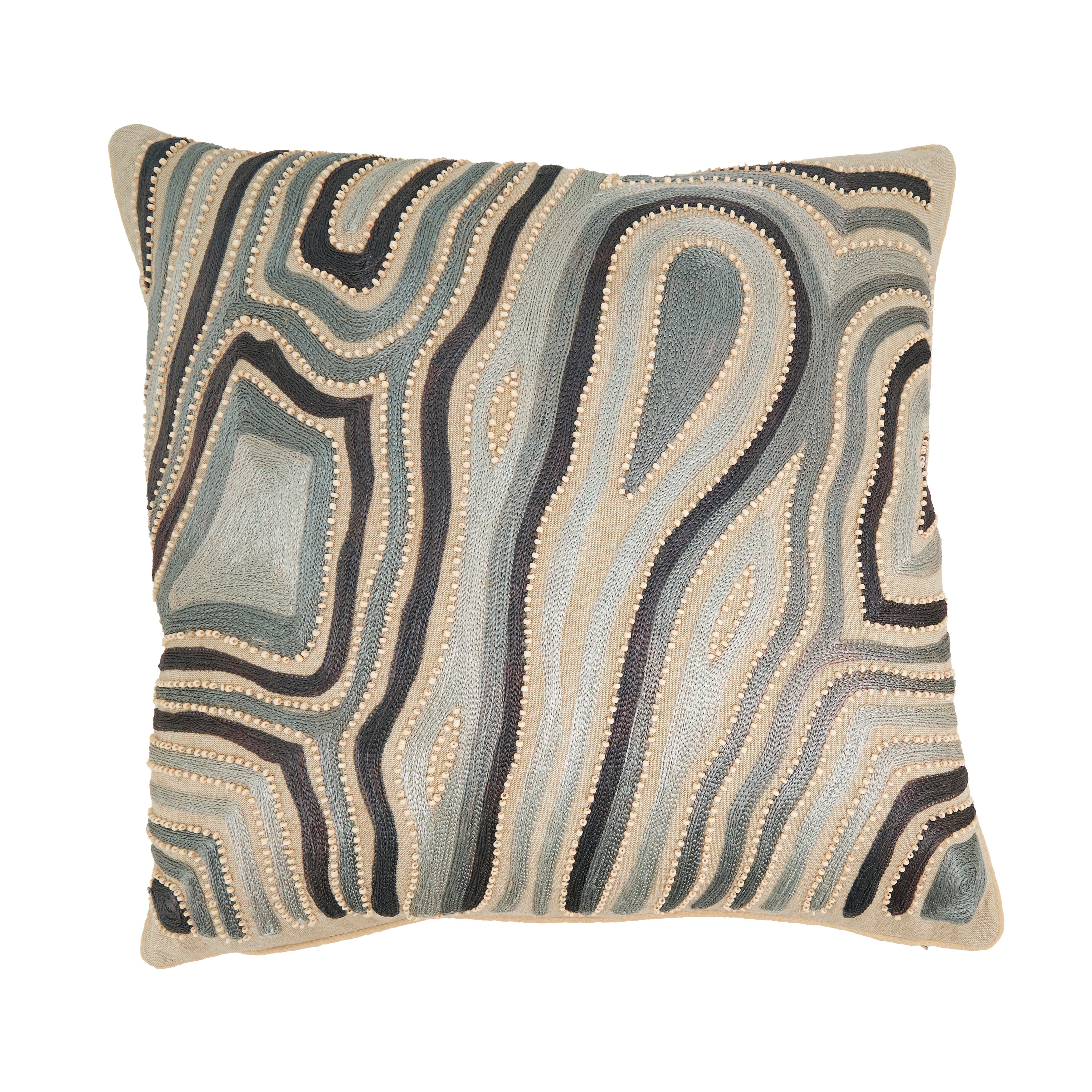 Elegant Embroidered Swirl Poly Filled Pillow
