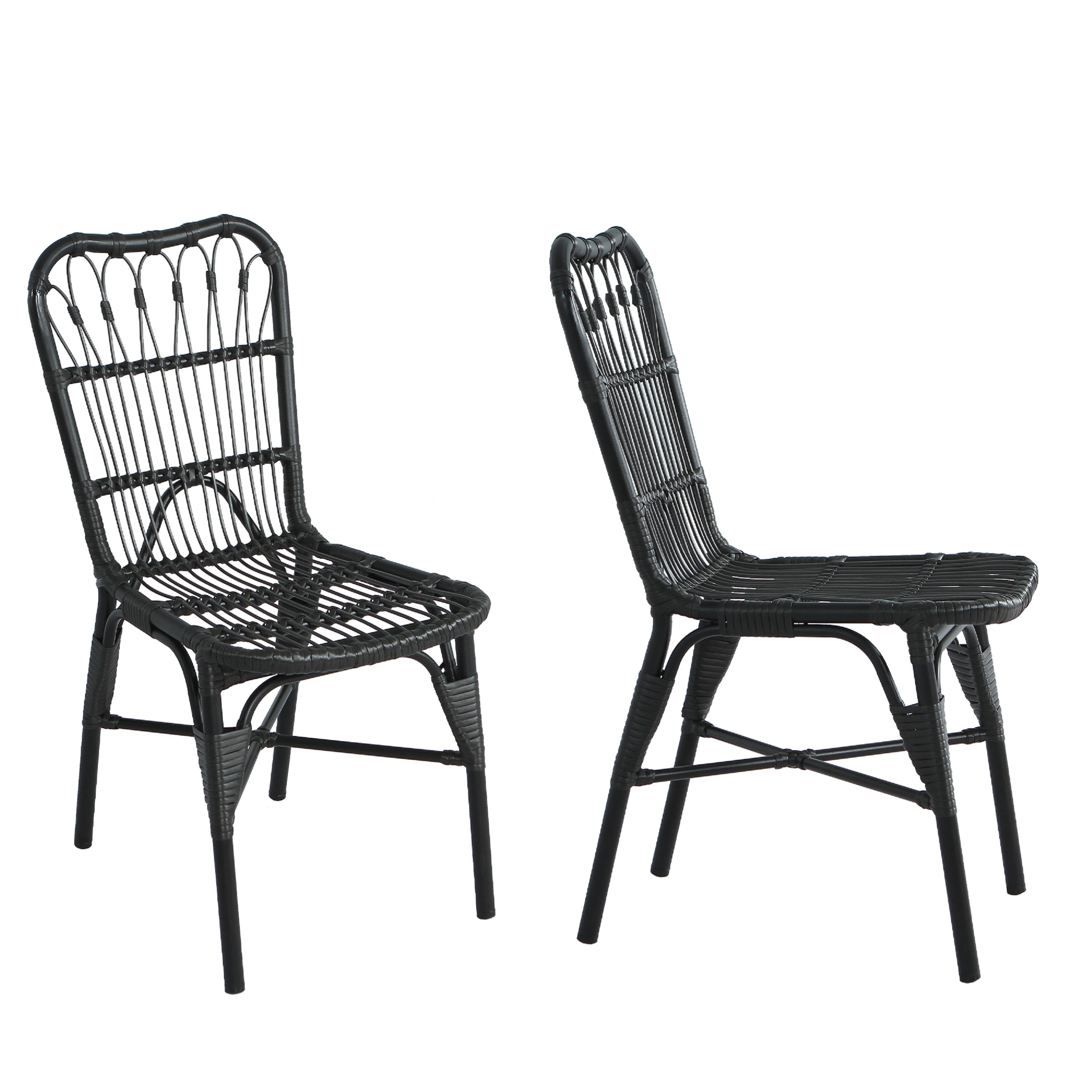 Outdoor Rattan Patio Dining Chairs, Set of 2