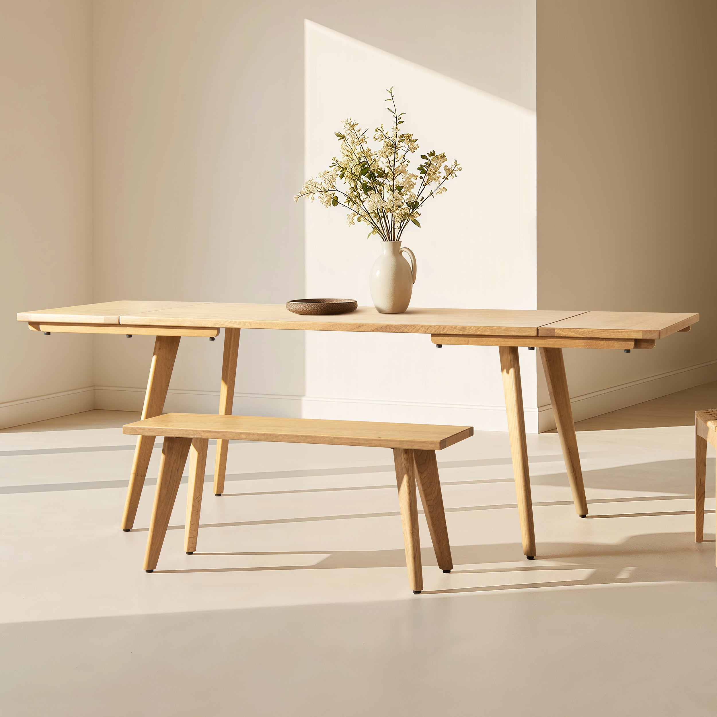 Capri Solid Oak Wood Extendable Dining Table