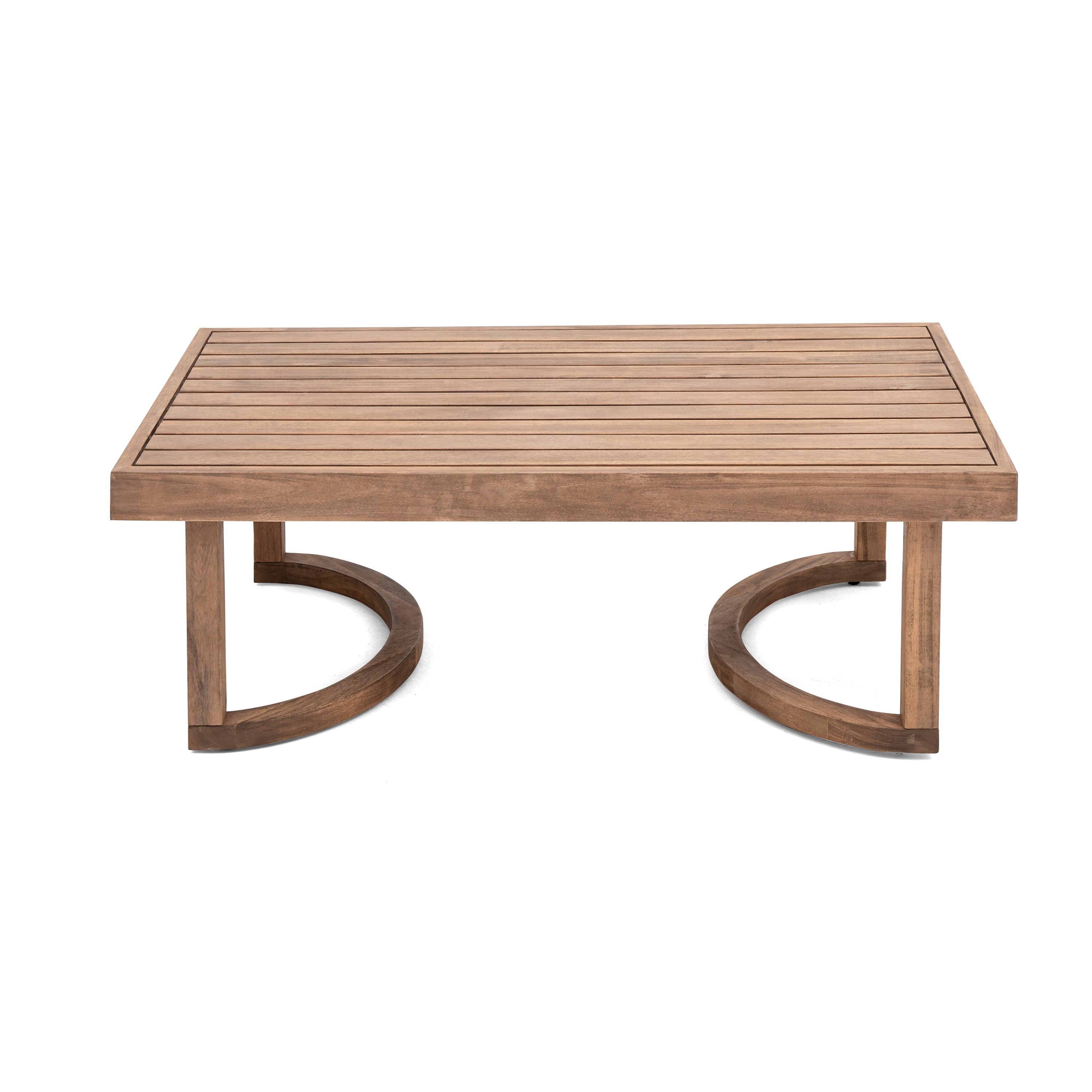 2-Piece Patio Set with Open Back Loveseat and Wooden Coffee Table