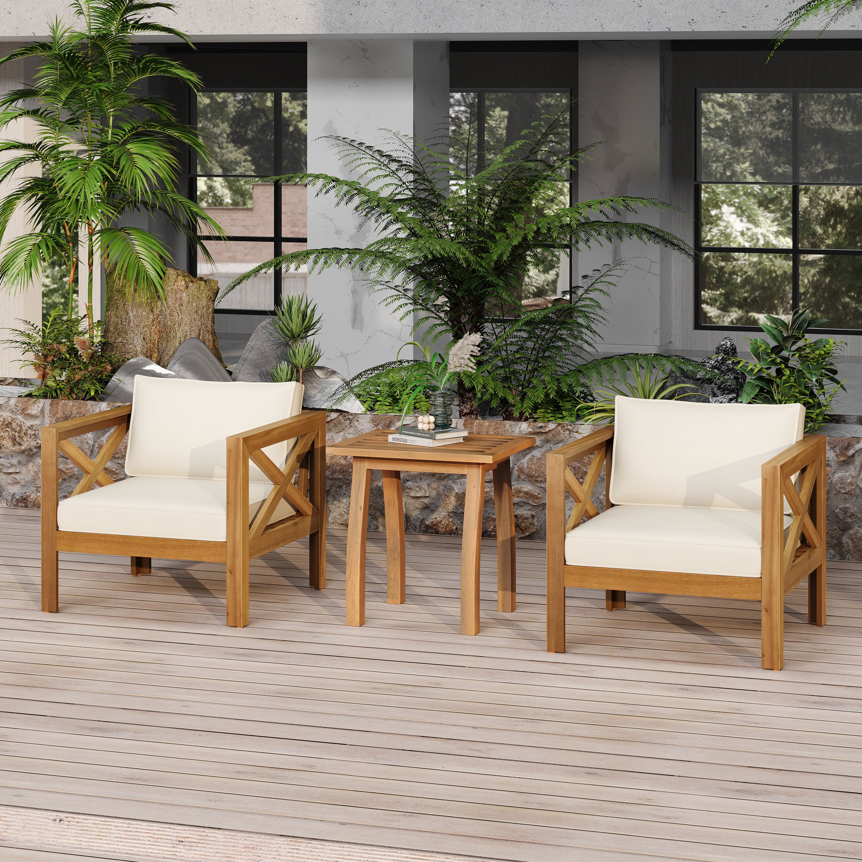 Brava Outdoor 3-Piece Patio Conversation Set