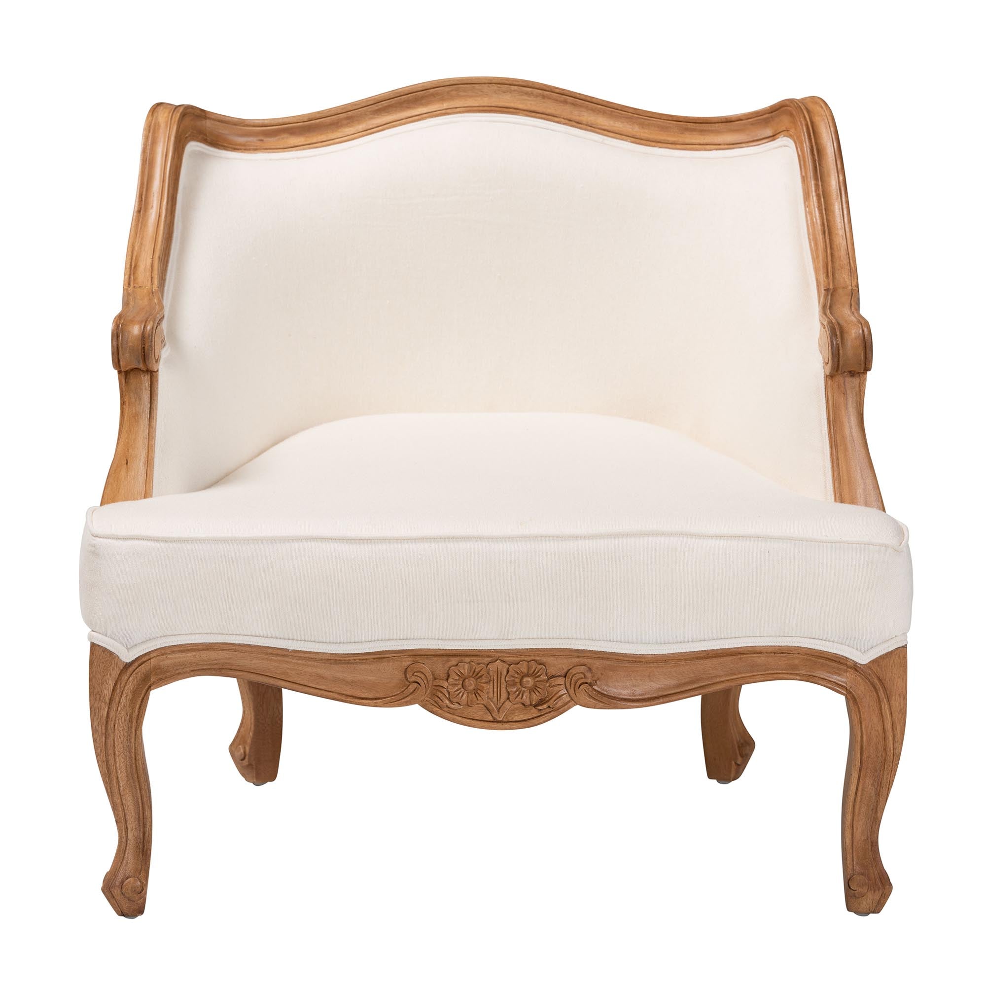 Traditional French Honey Oak Finished Low Seat Accent Chair