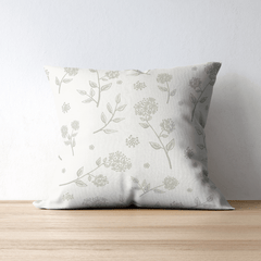 Neutral Goldenrod and Leaf Print Accent Pillow