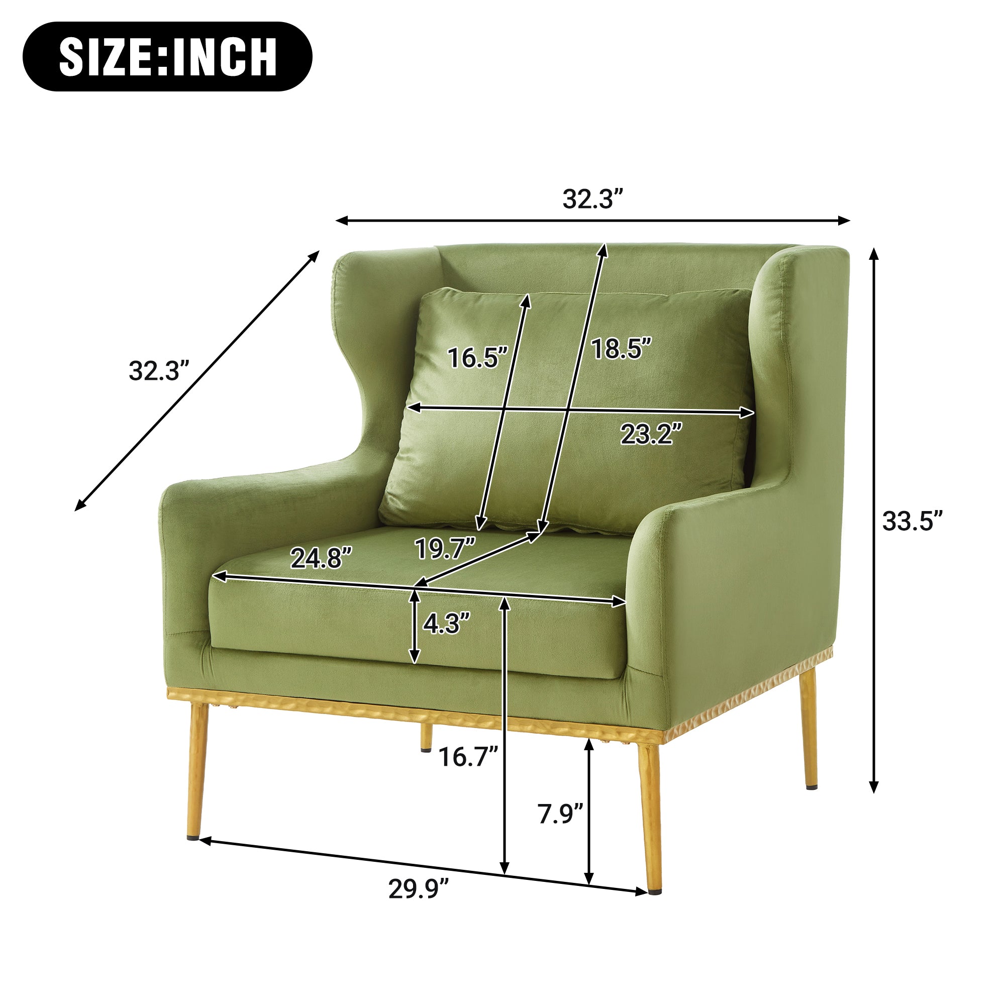 Modern Armchair Velvet Accent Chair Reading Chair Single Sofa Chair for Living Room, Bedroom, or Reading Corner, Beige