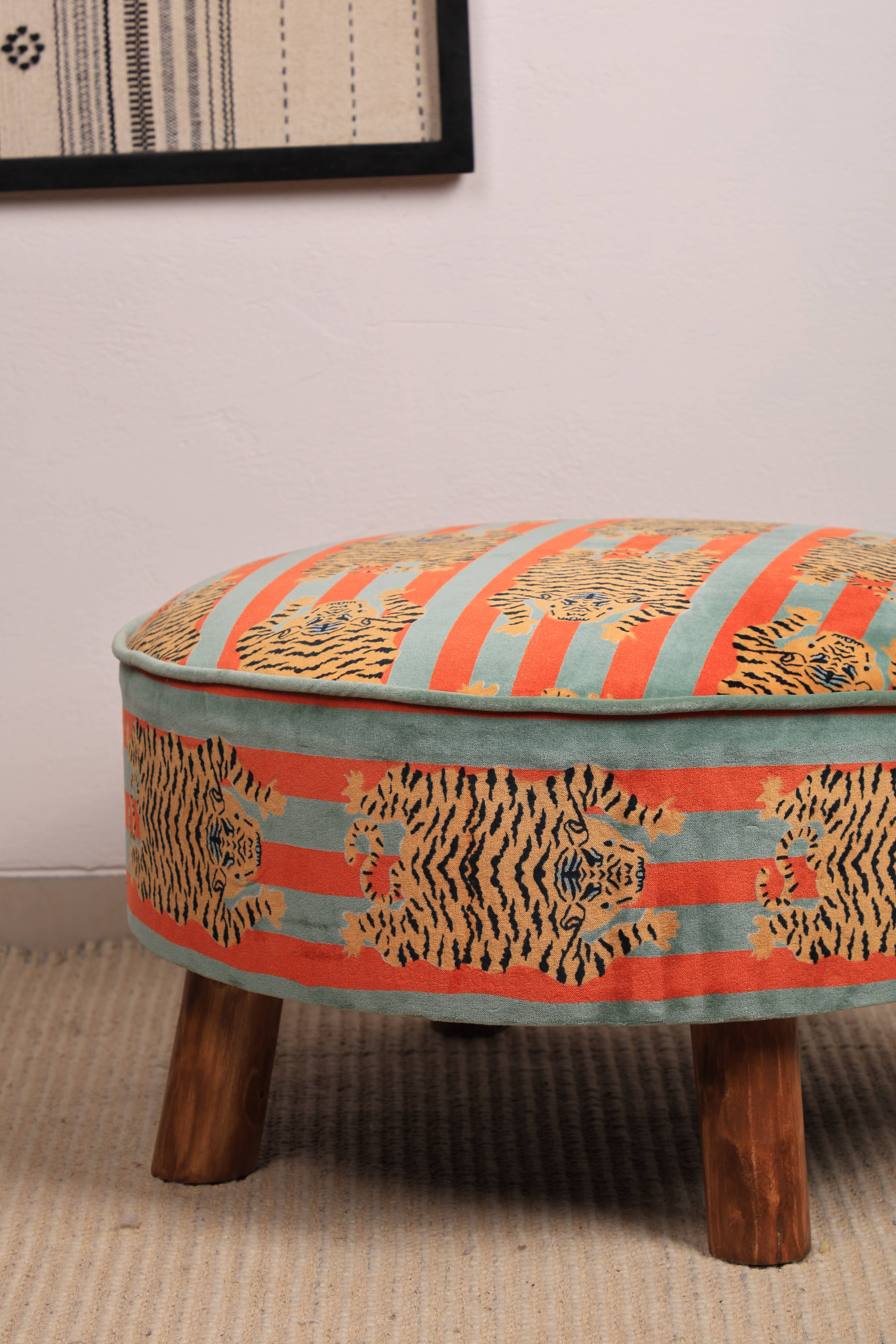 Velvet Safari Ottoman