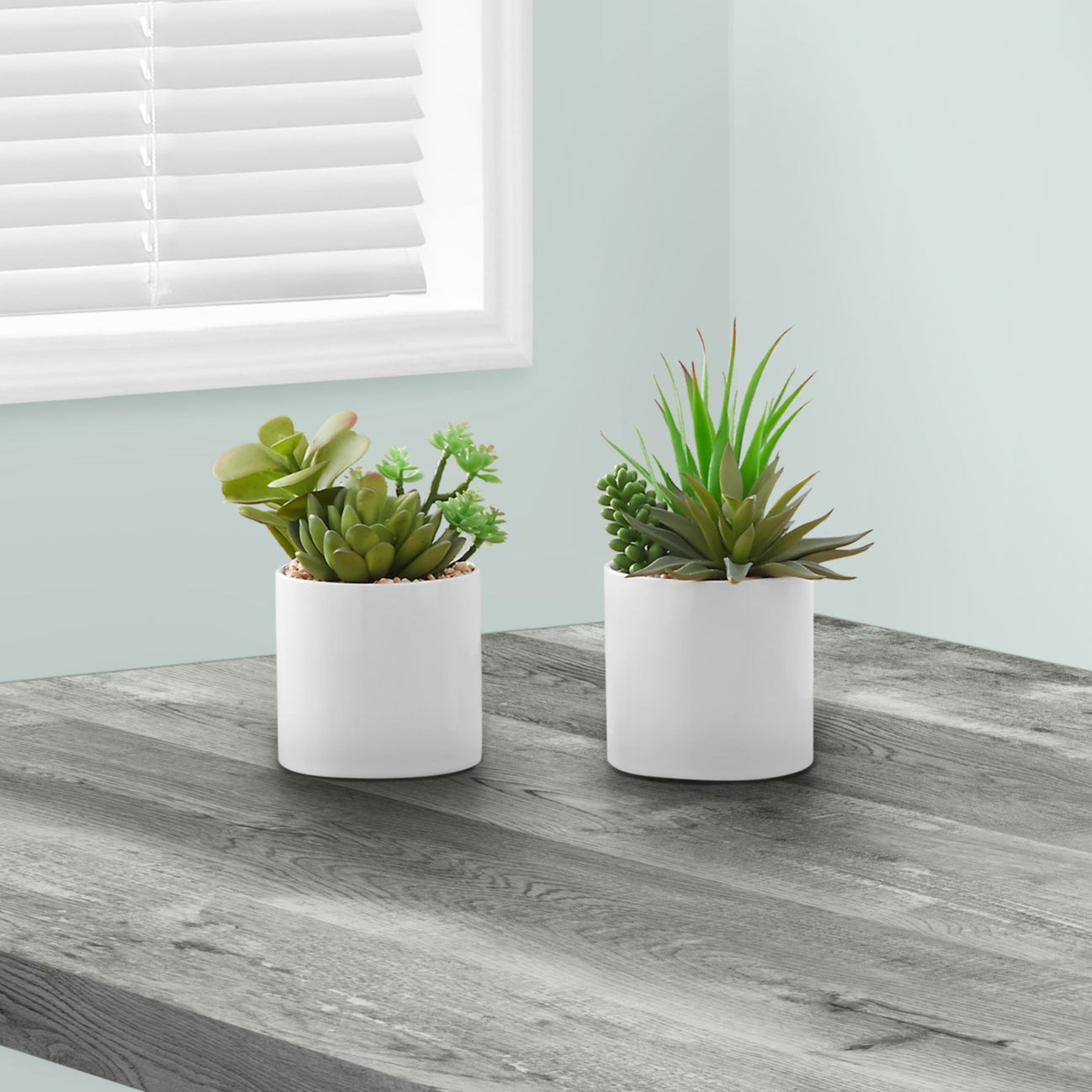7" Tall Artificial Succulent Plant with Pots, Set of 2