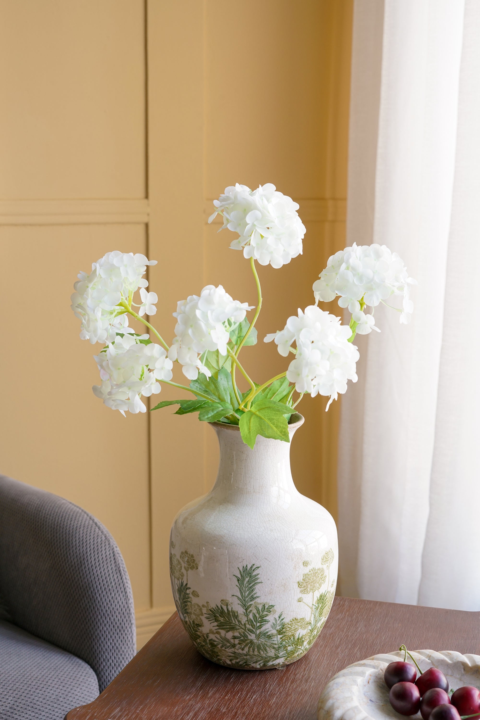 Green Floral Ceramic Vase