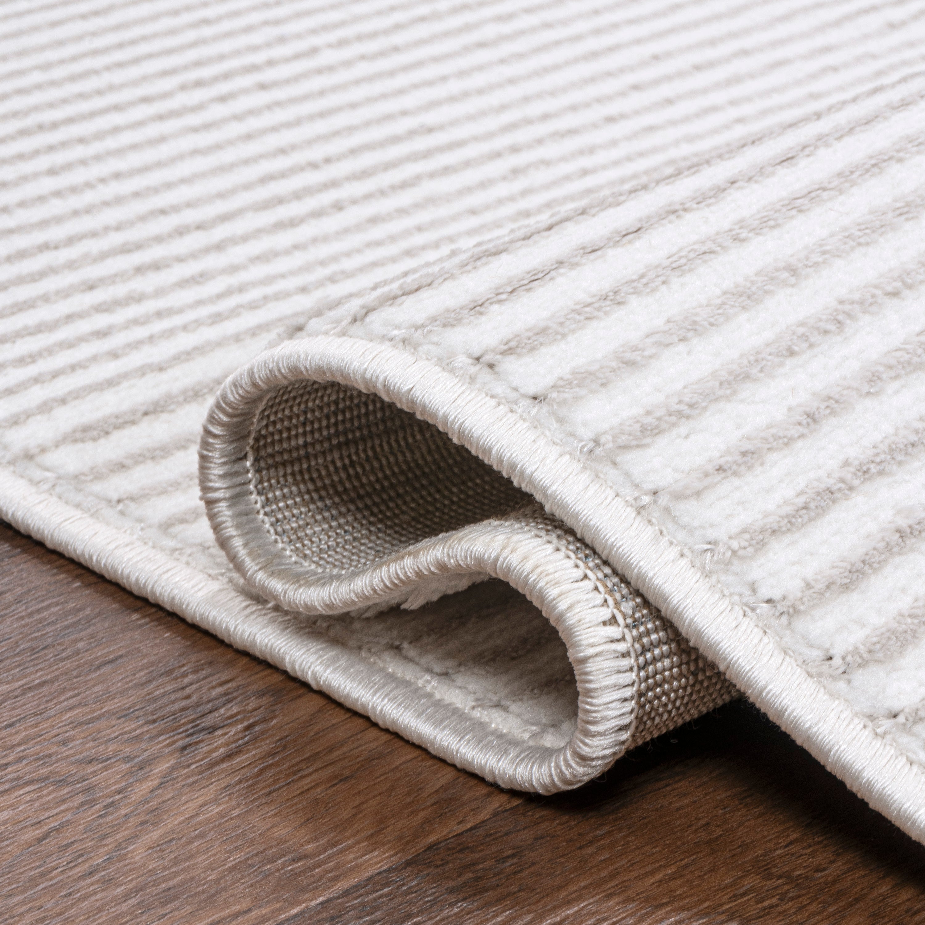 Cole Modern Minimalist Pinstripe High-Low Area Rug